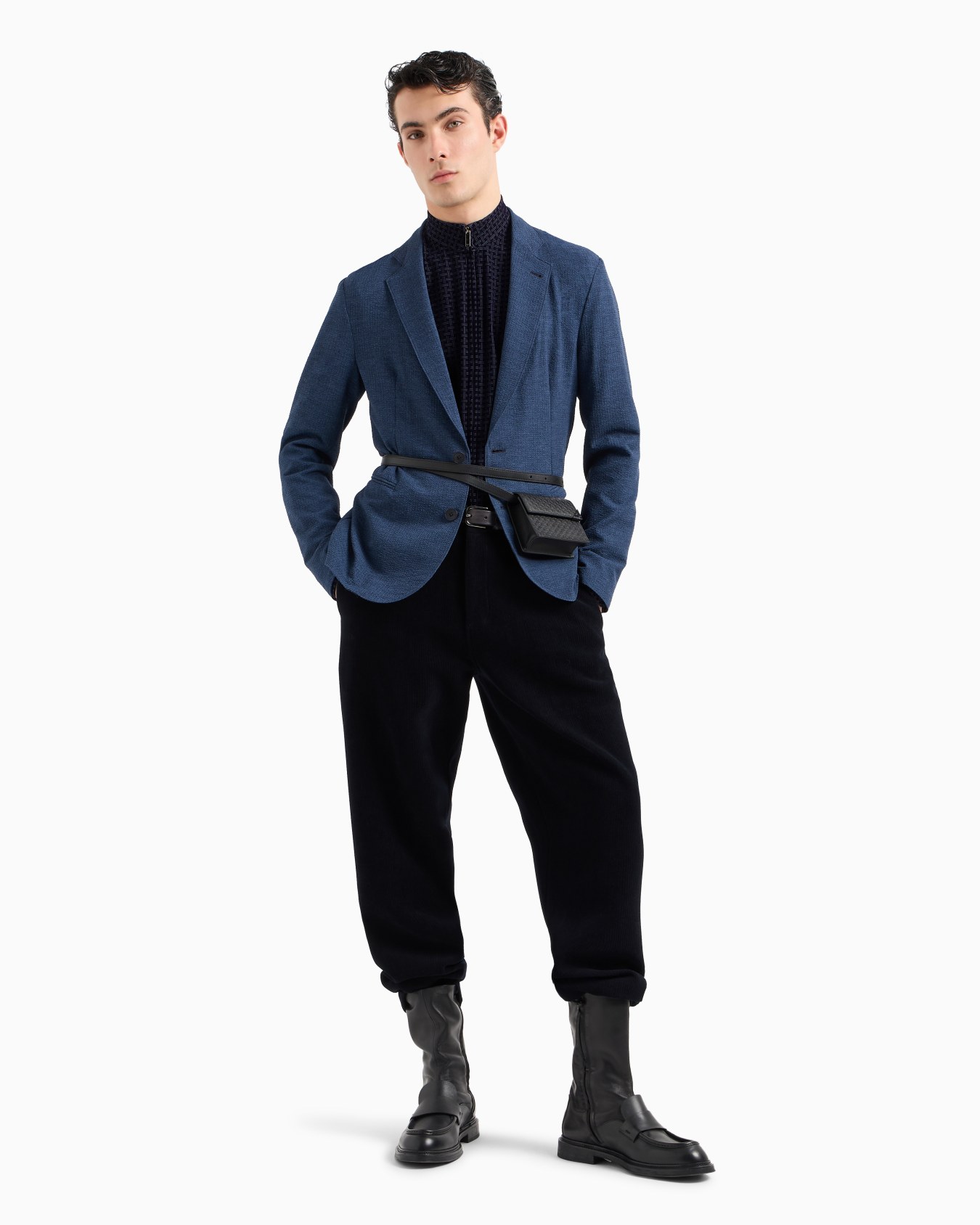 Veste à simple boutonnage en tissu seersucker technique imprimé Diapositive 3