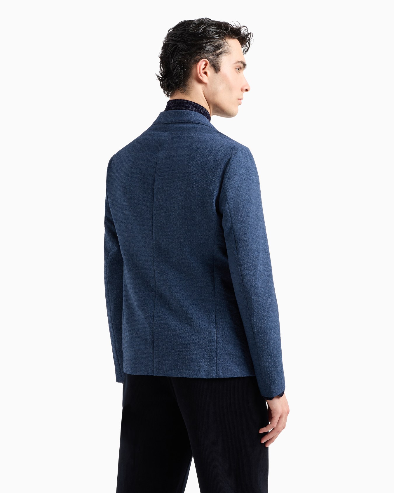 Veste à simple boutonnage en tissu seersucker technique imprimé Diapositive 2