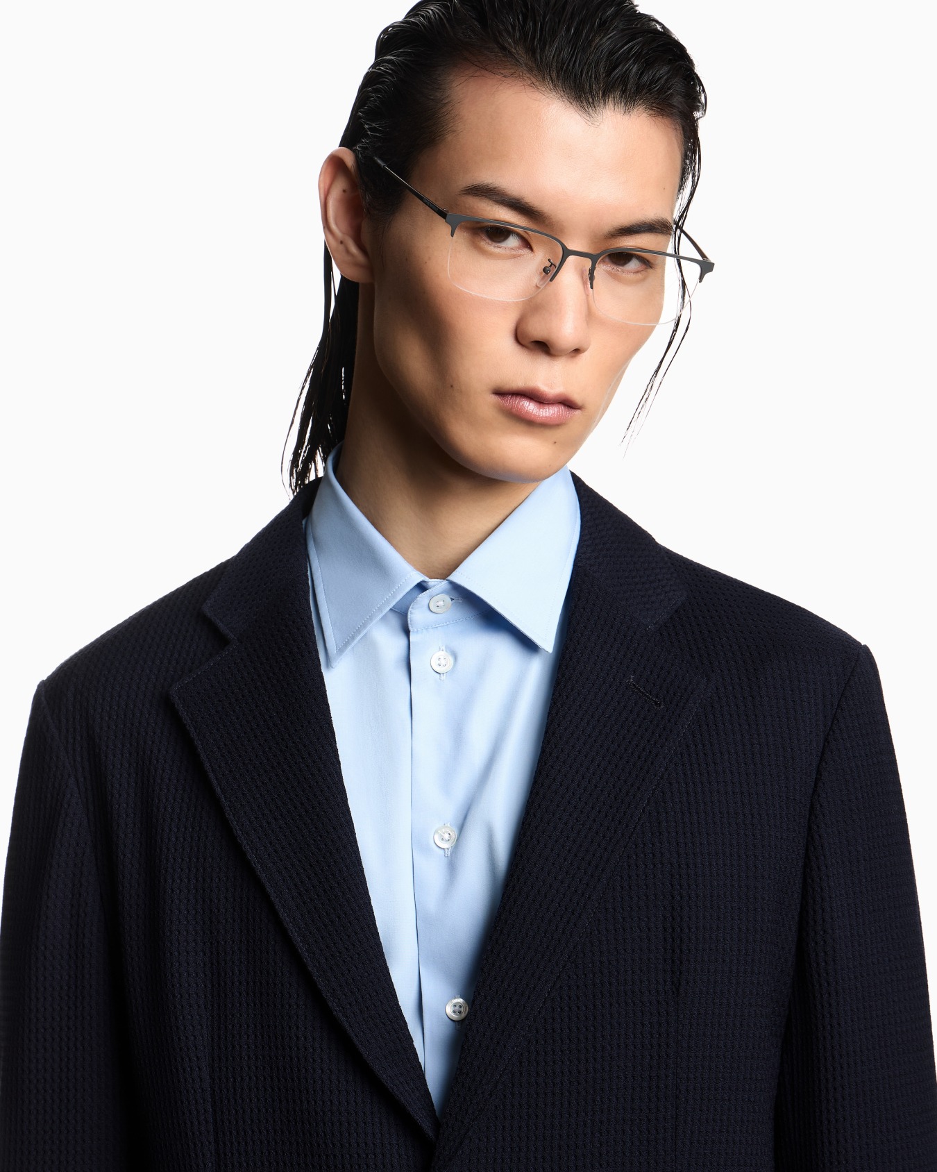 Veste à simple boutonnage en jersey de laine à effet gaufré 3D Diapositive 4