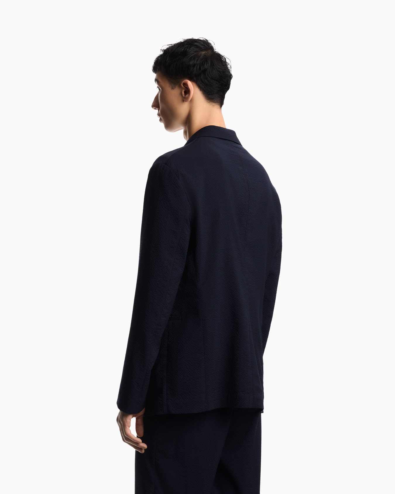 Virgin-wool seersucker single-breasted jacket Slide 5