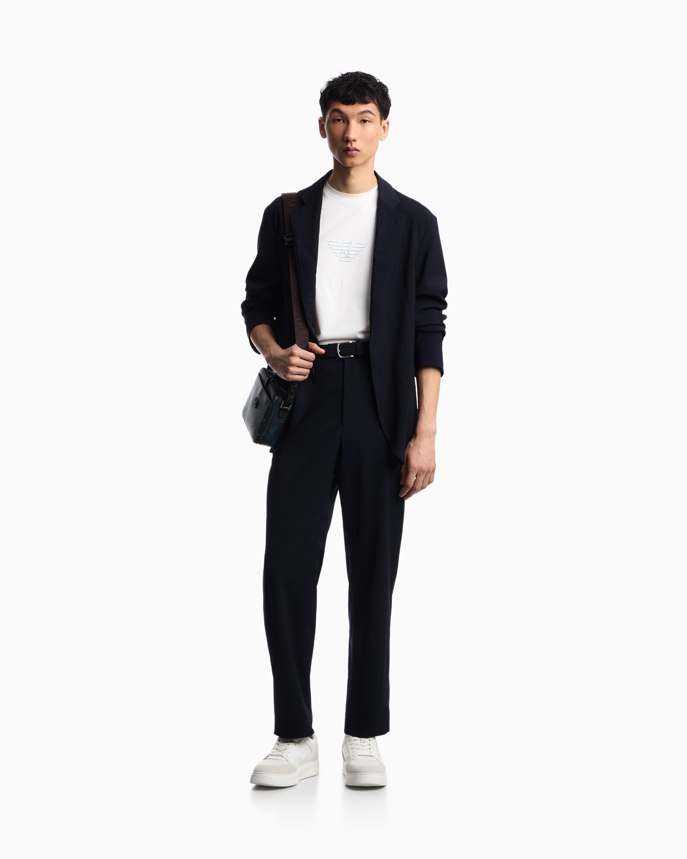 Virgin-wool seersucker single-breasted jacket Slide 1