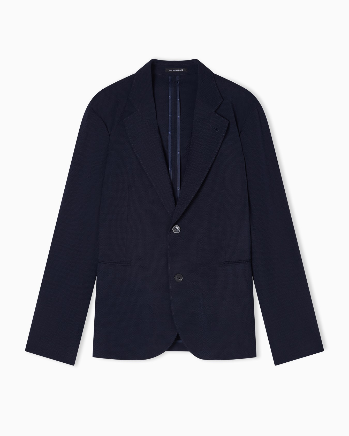 Virgin-wool seersucker single-breasted jacket Slide 0