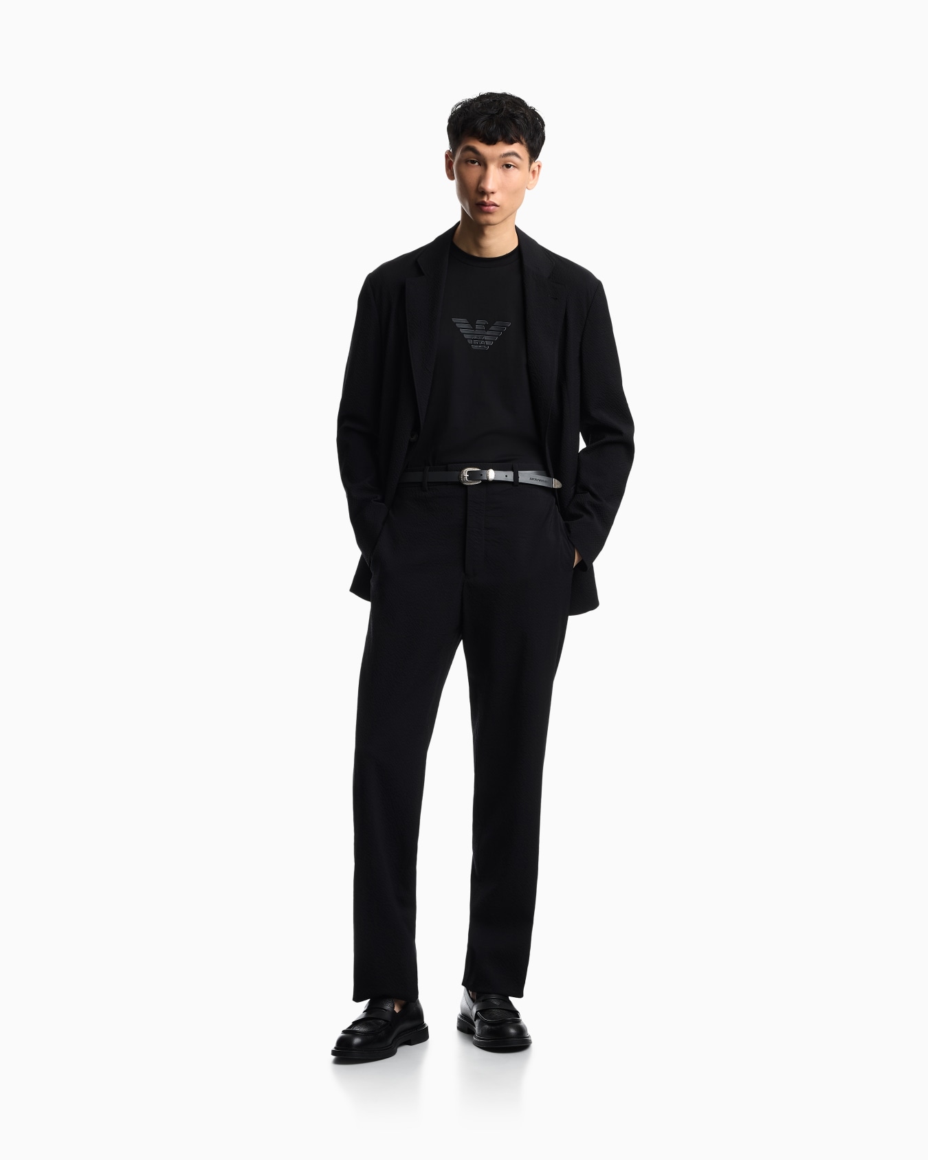 Virgin-wool seersucker single-breasted jacket Slide 1