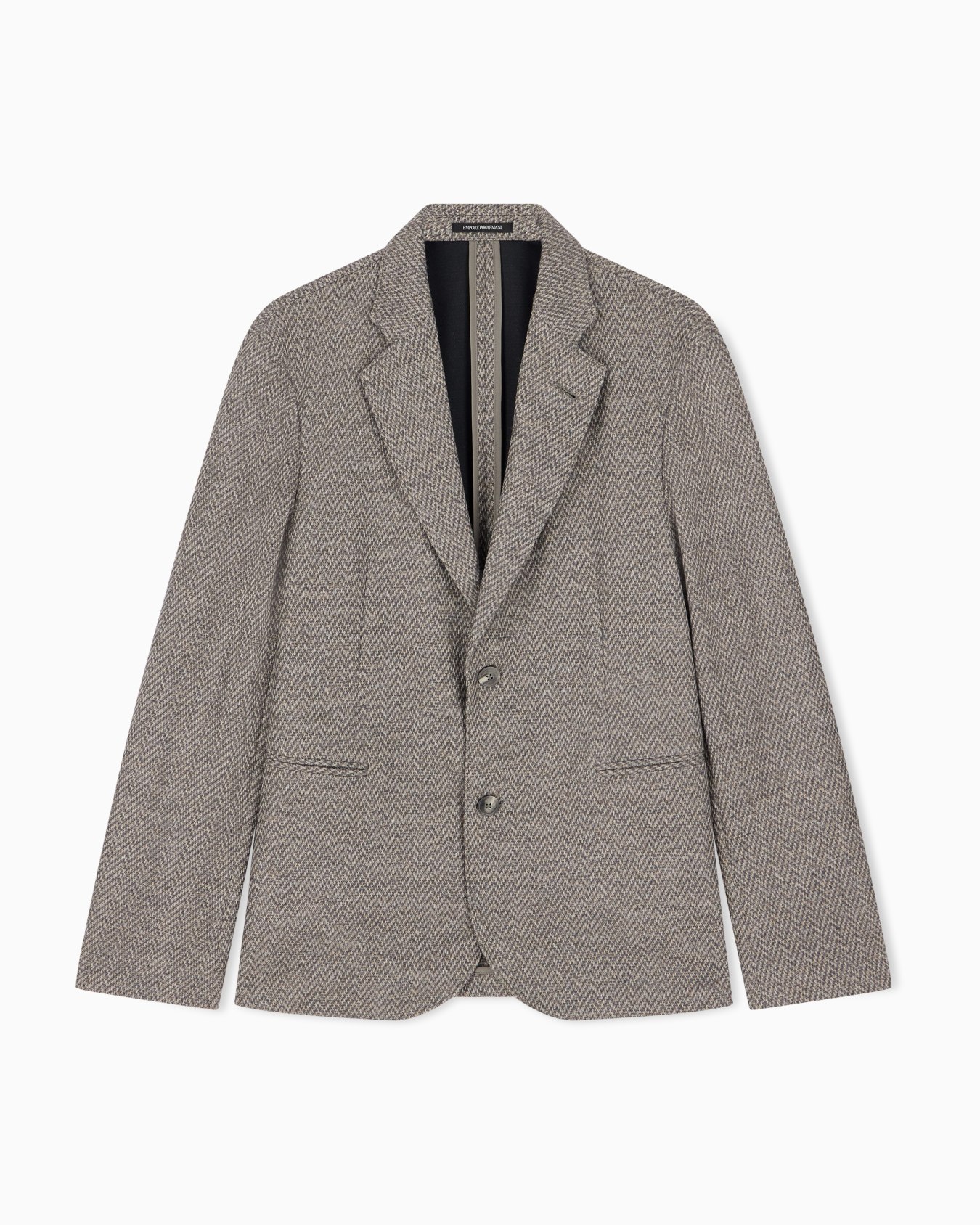 Unlined blazer in bonded jersey chevron with virgin wool Slide 0