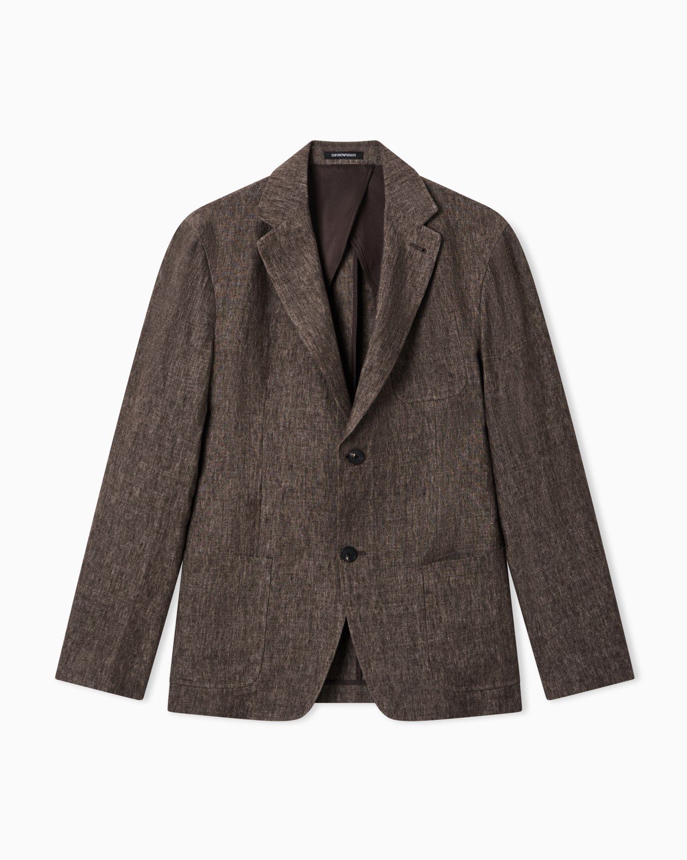 Single-breasted jacket in faded linen with a crêpe texture Slide 0