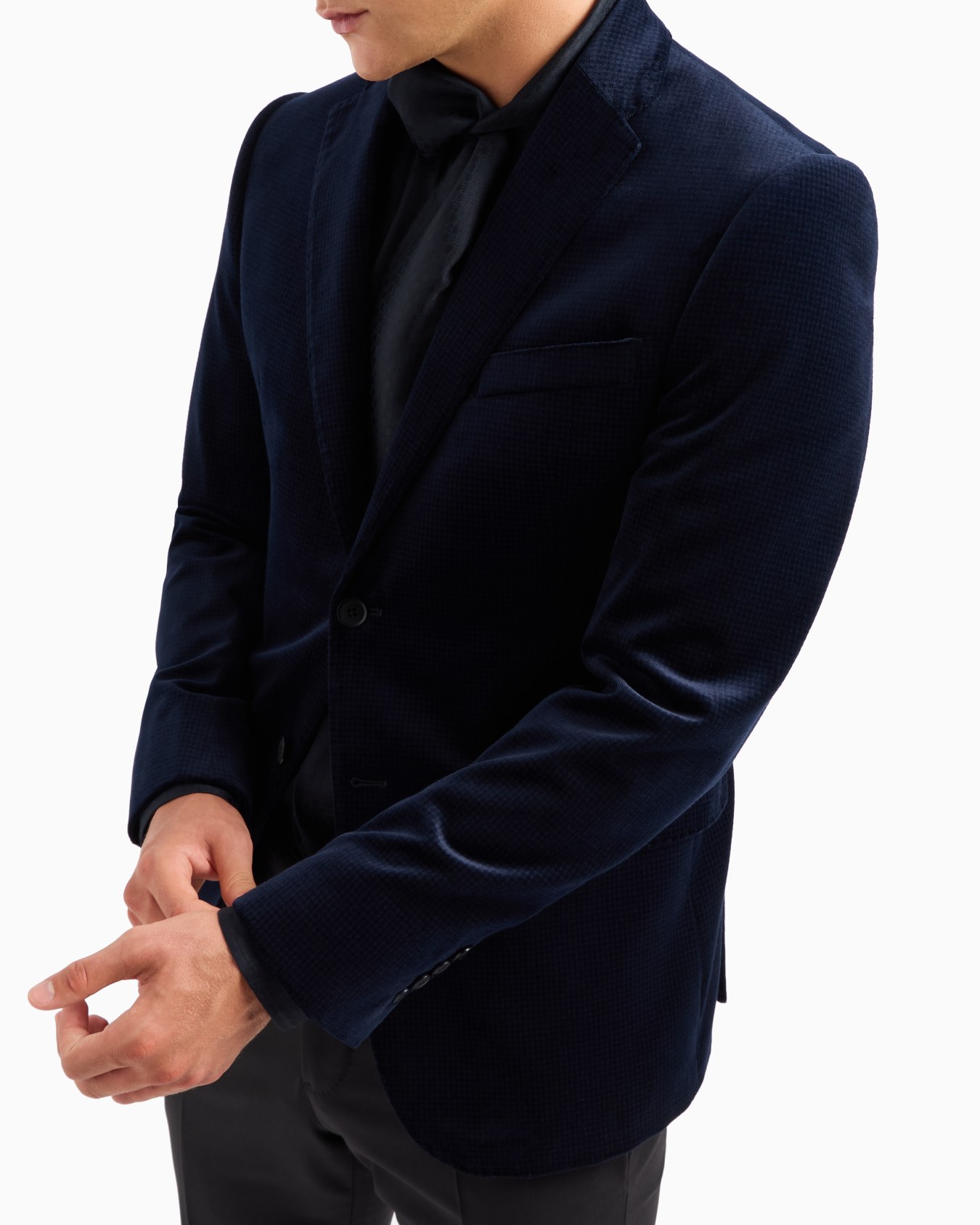 Giacca monopetto slim fit in velluto liscio stampa all over Slide 4