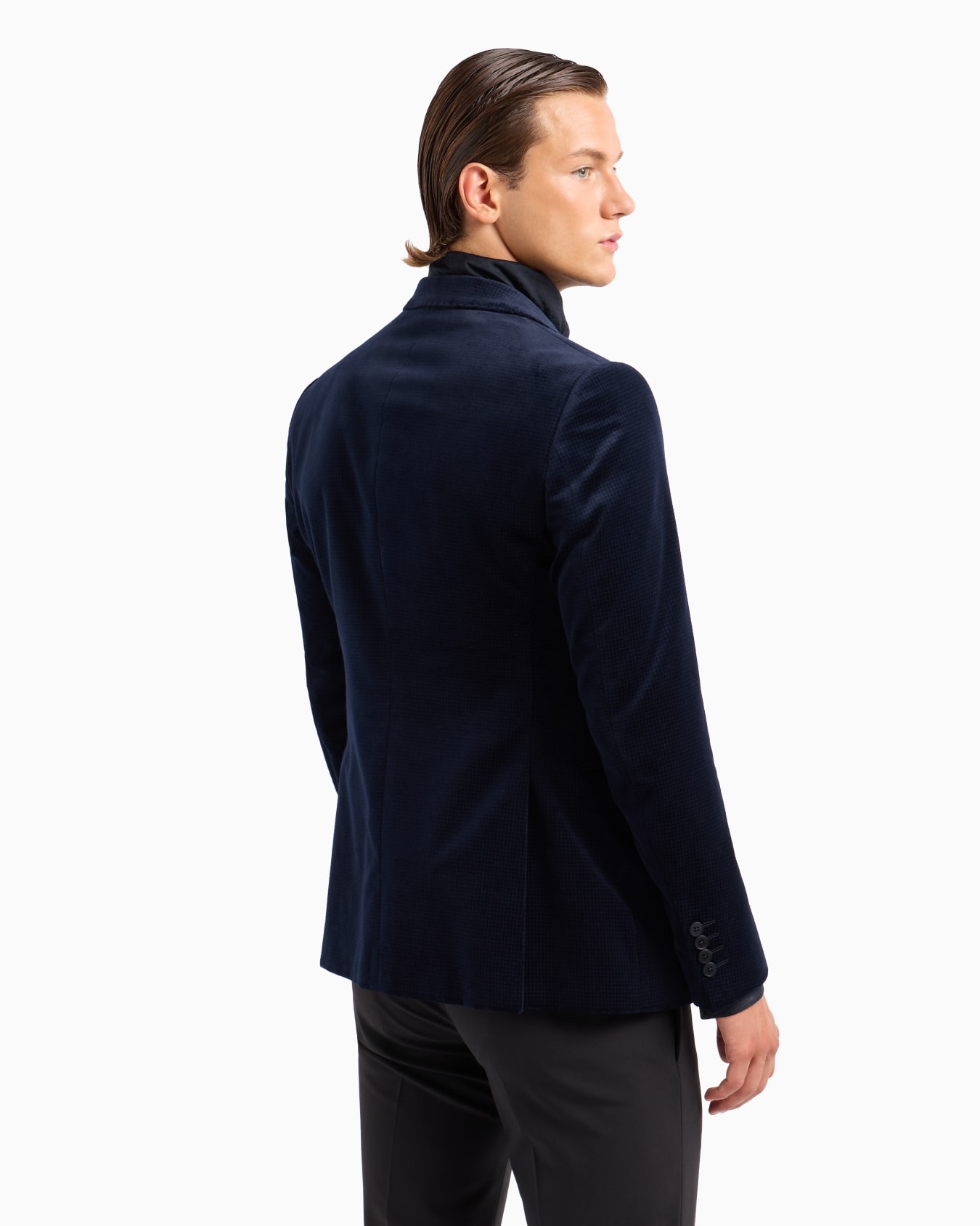 Giacca monopetto slim fit in velluto liscio stampa all over Slide 2