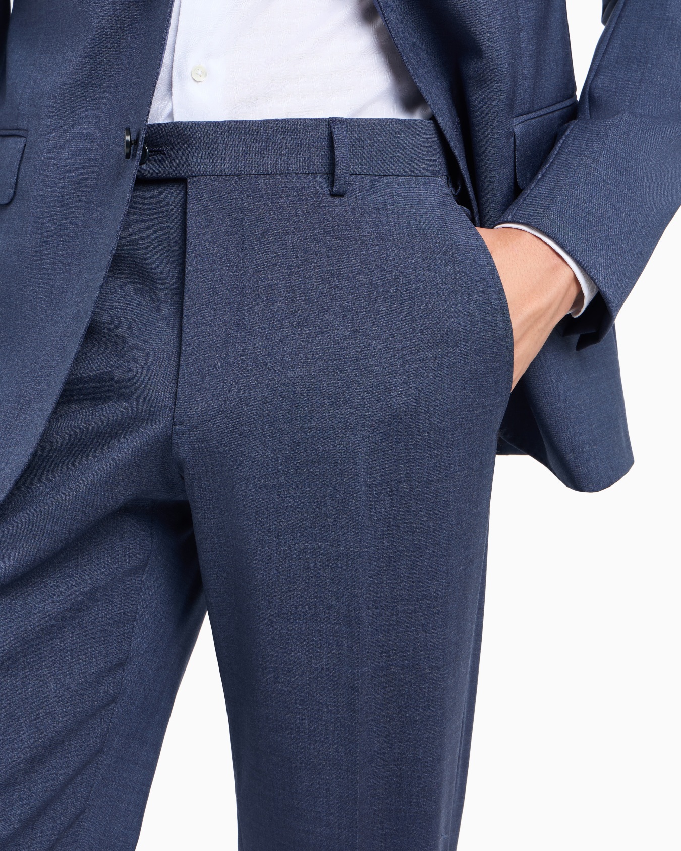 Costume à simple boutonnage à la coupe slim en laine froide tropicale naturelle stretch Diapositive 5