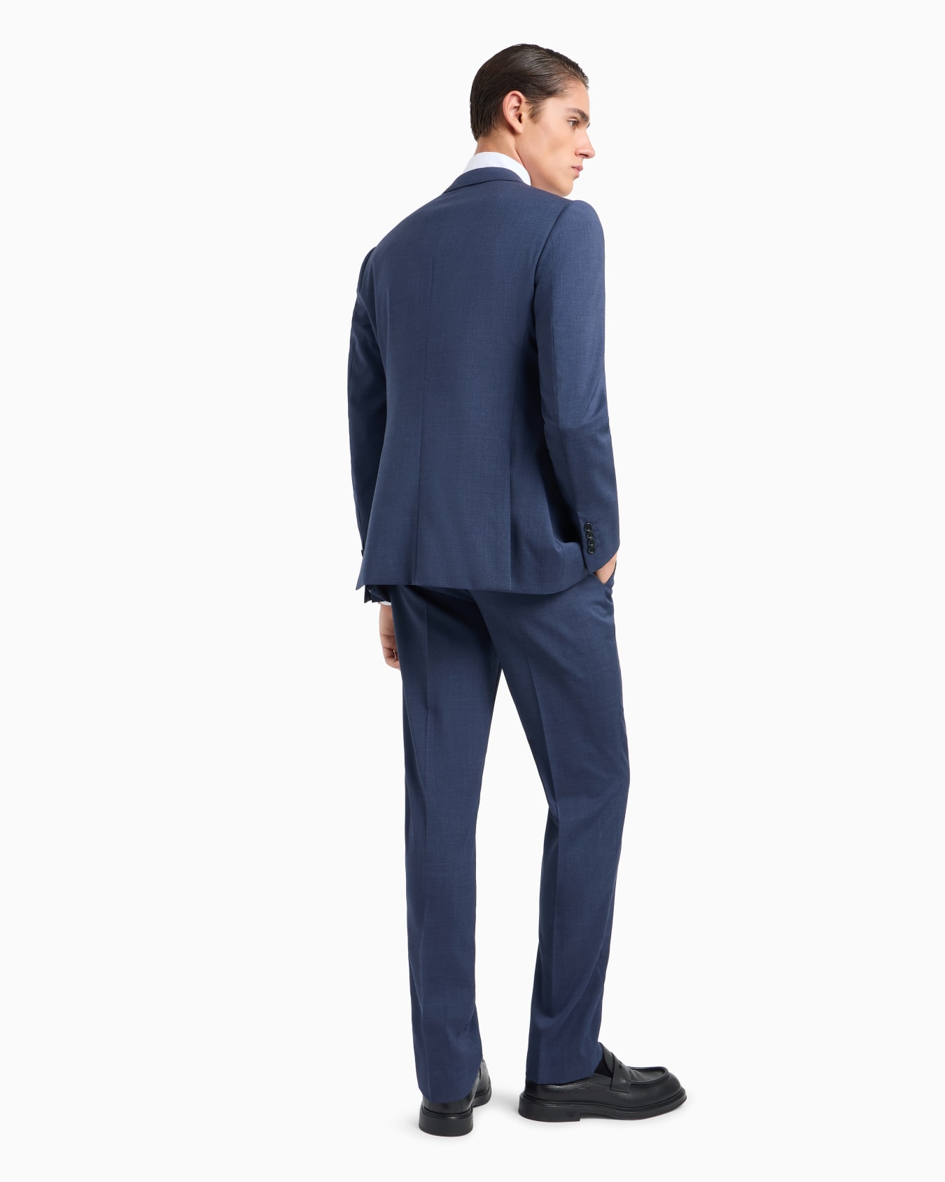 Costume à simple boutonnage à la coupe slim en laine froide tropicale naturelle stretch Diapositive 2