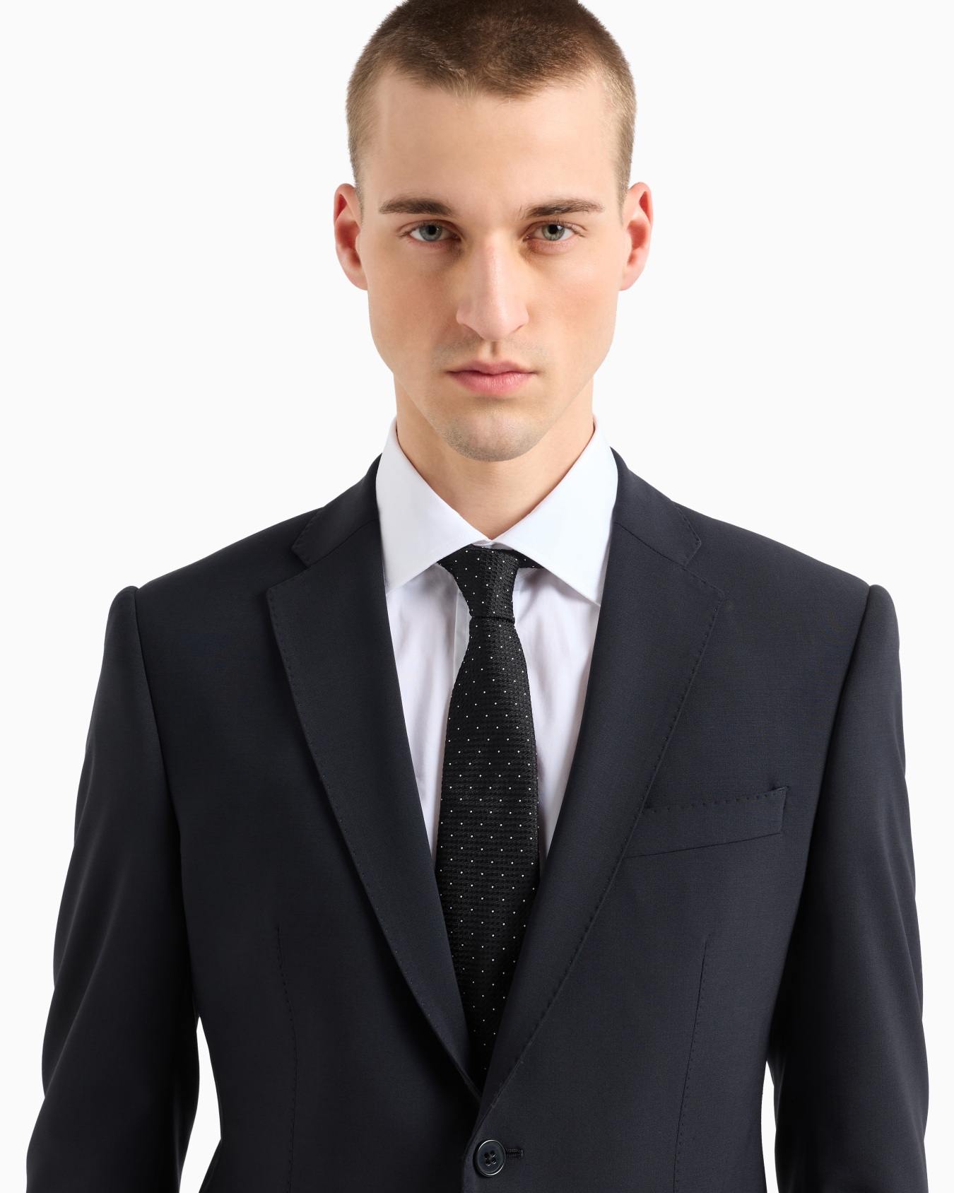 Single-breasted suit in virgin-wool two-way stretch canvas Slide 3