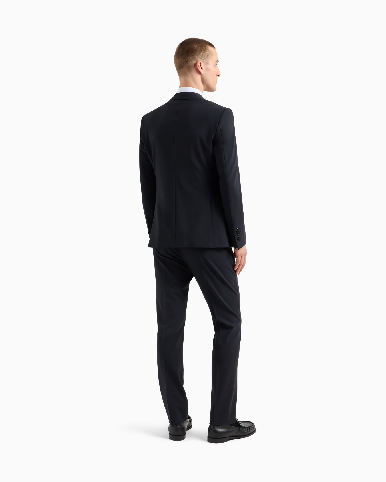 Single-breasted suit in virgin-wool two-way stretch canvas Slide 2