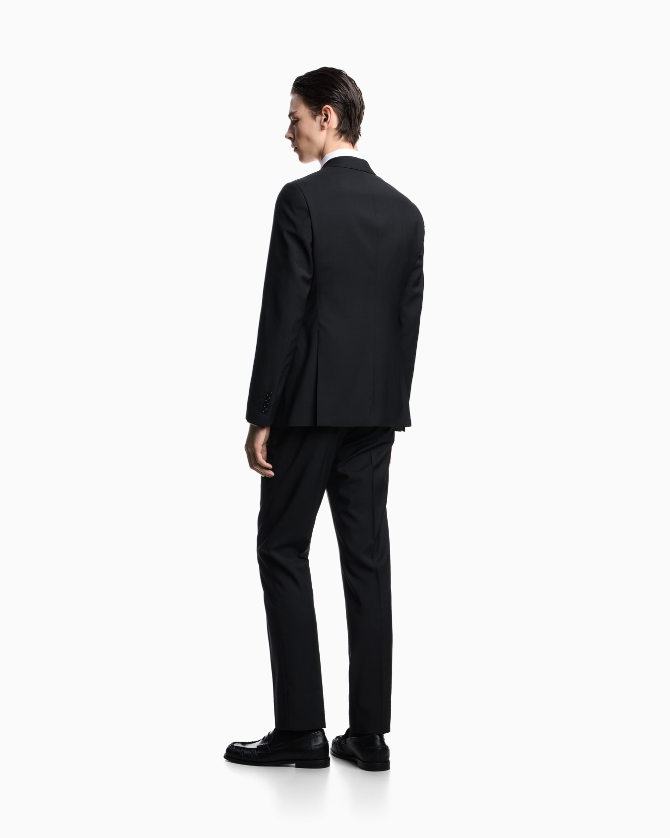 Traje de abotonadura sencilla regular fit en tejido de lana virgen fil a fil Diapositiva 2