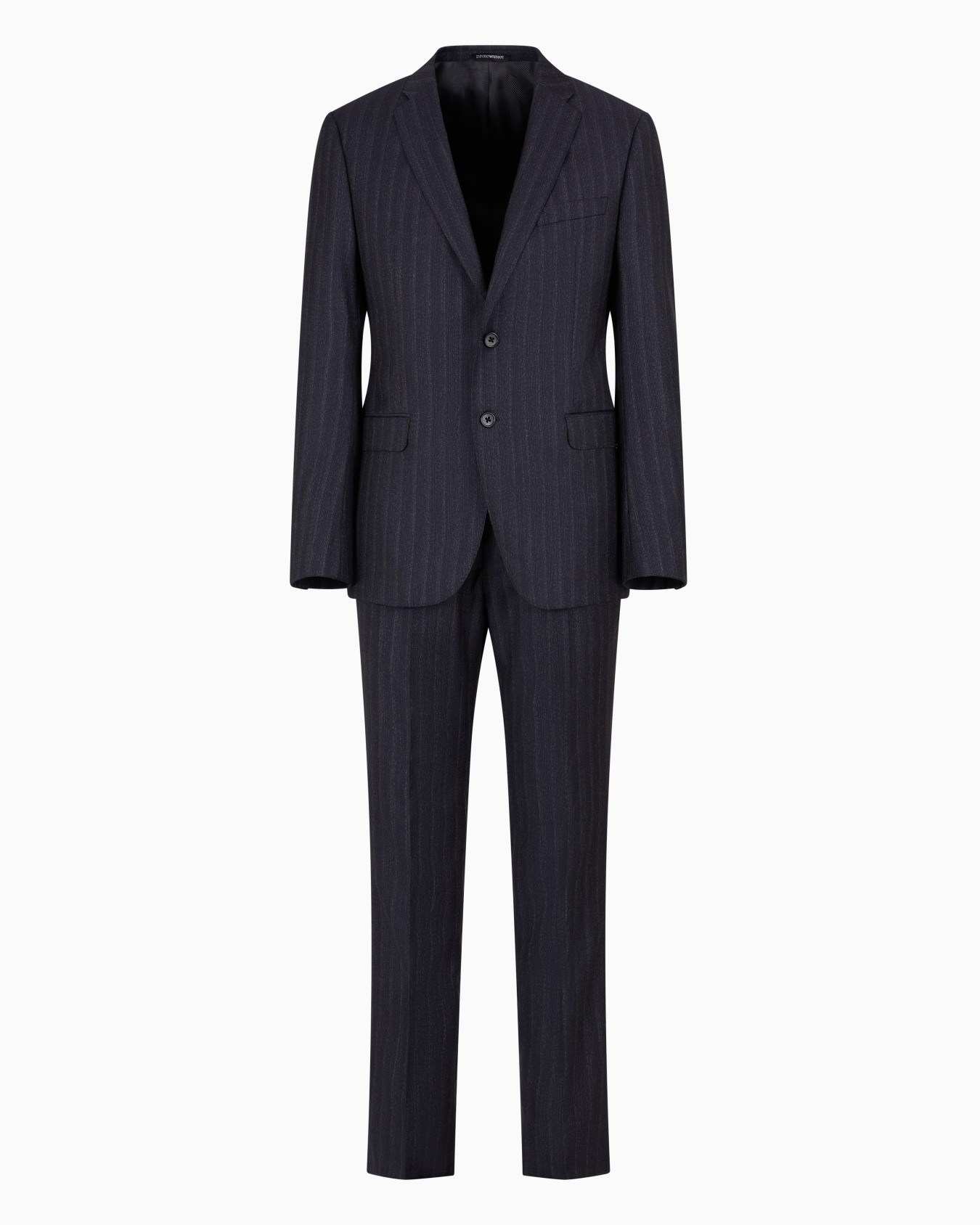 Slim-fit single-breasted suit in virgin wool with gradient stripe Slide 0