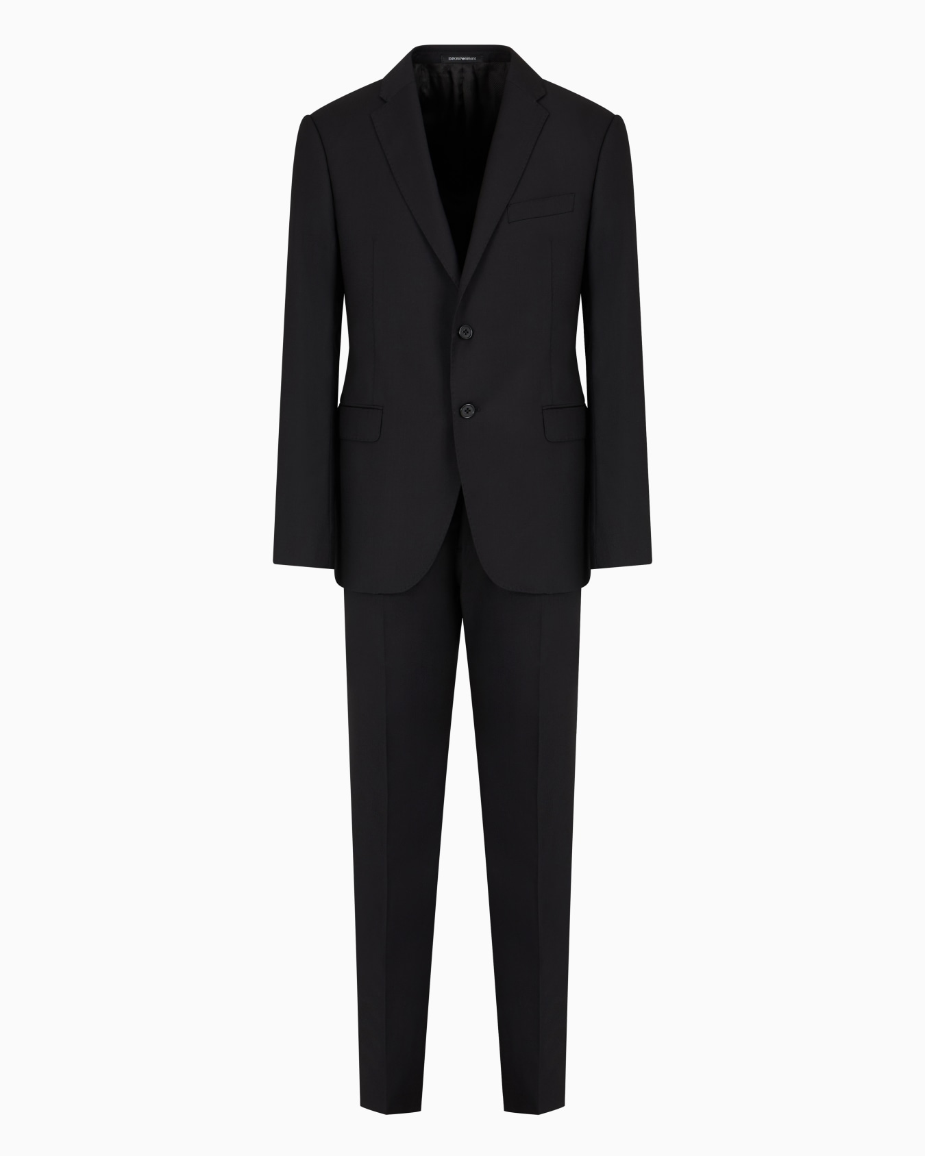 Costume coupe slim à simple boutonnage en laine vierge à micro rayures ton sur ton Diapositive 0