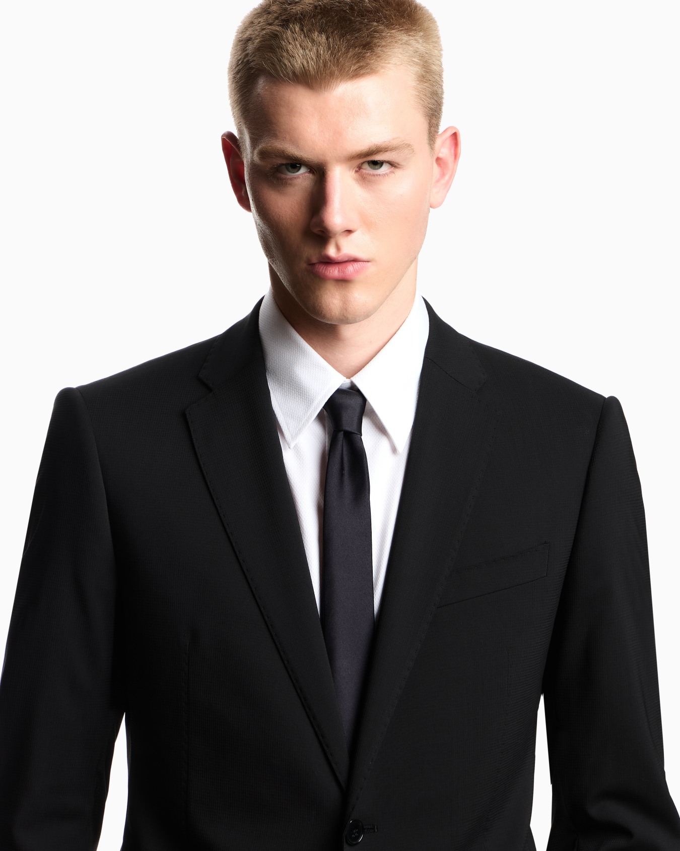 Single-breasted light wool suit with micro design Slide 3