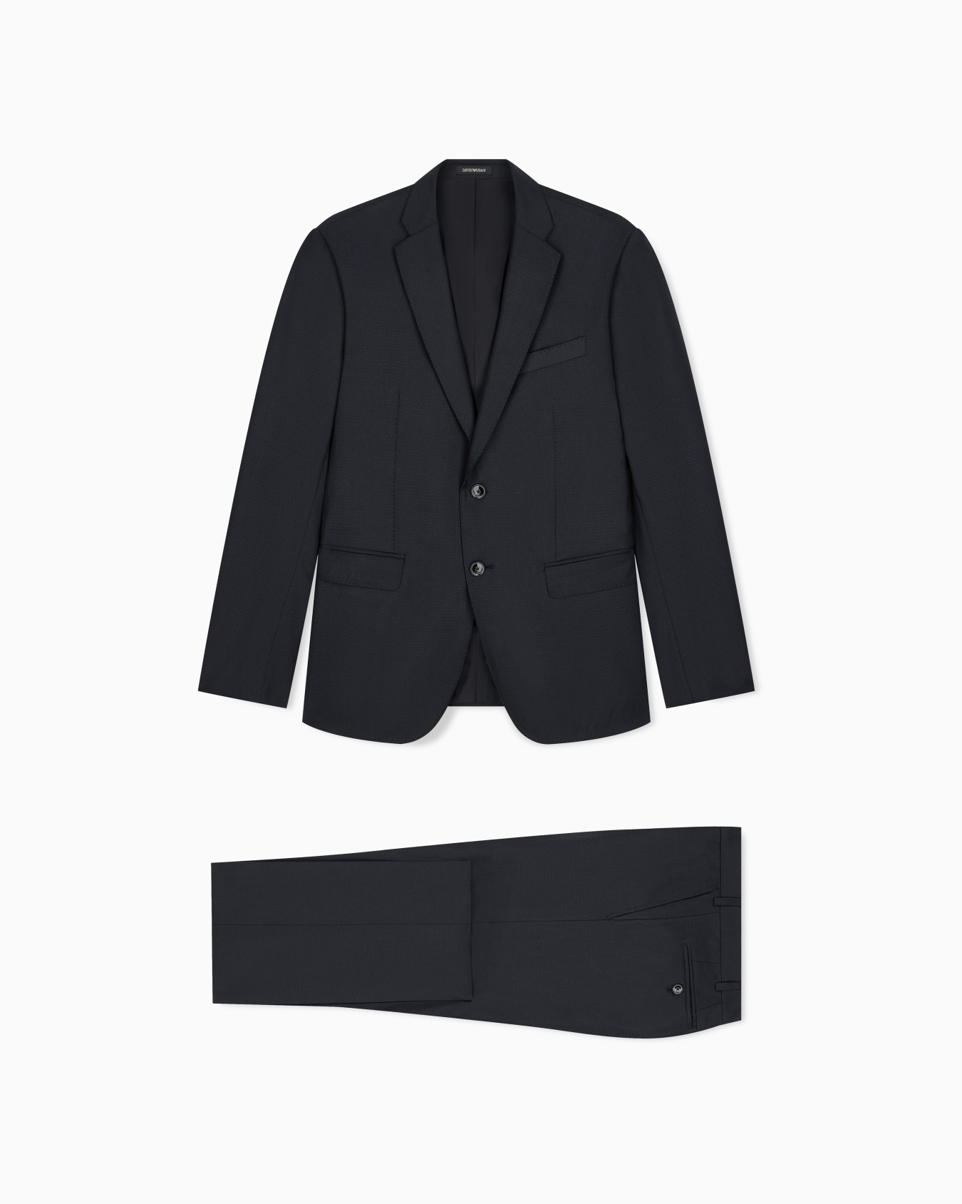 Anzug aus Schurwolle und Seide mit Jacquard-Mikromuster Folie 0