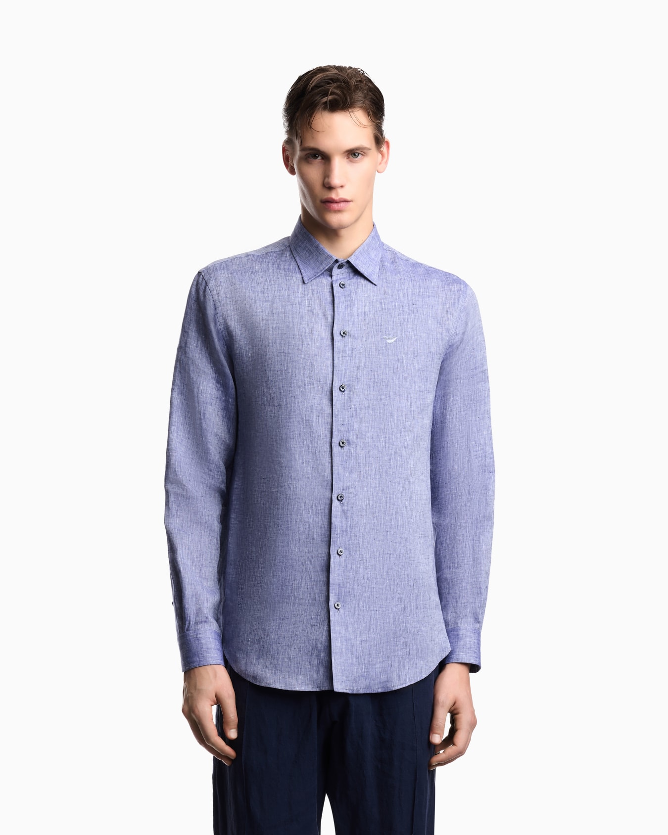 Solid color linen shirt Slide 3