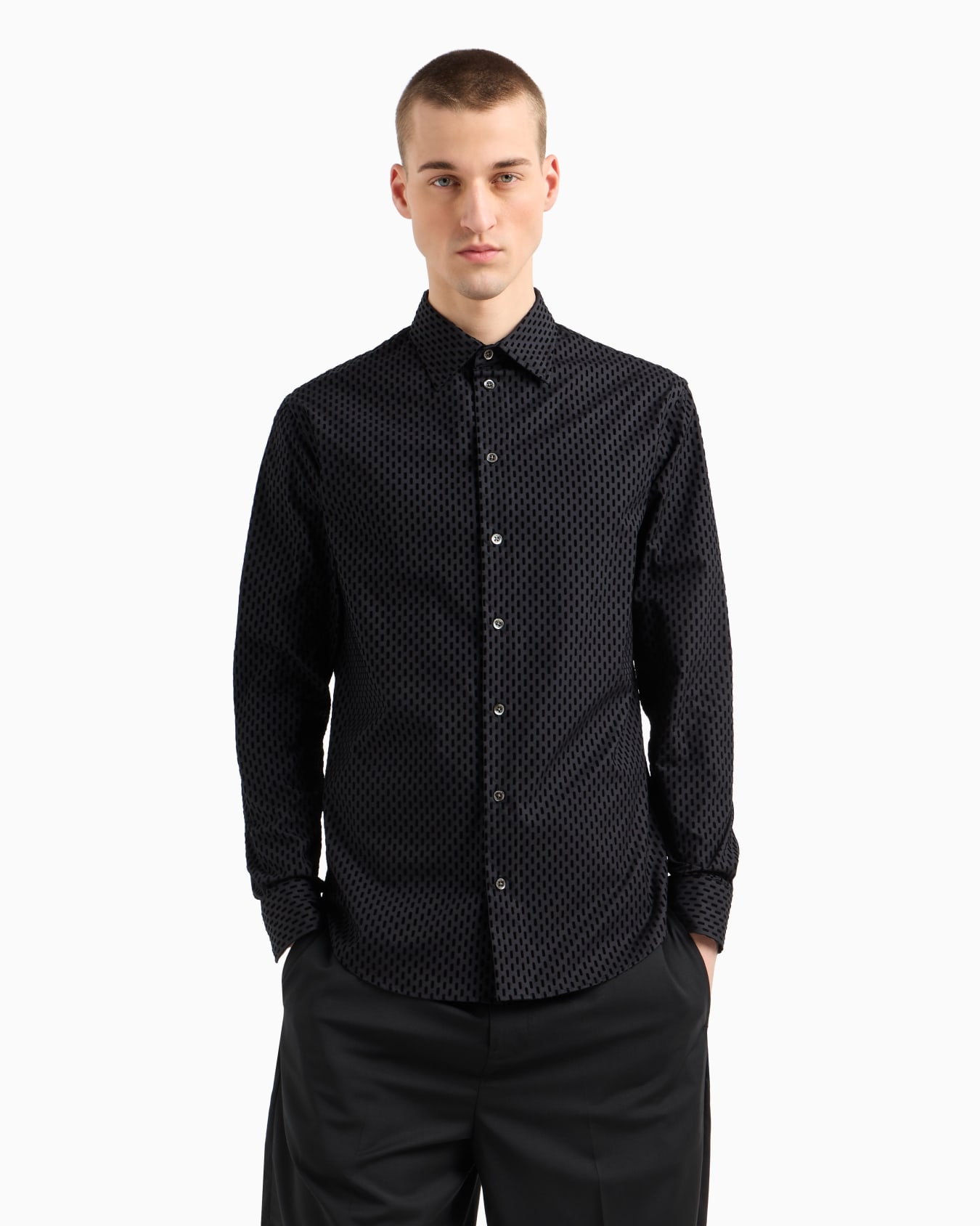 Shirt with all-over flocked print Slide 3