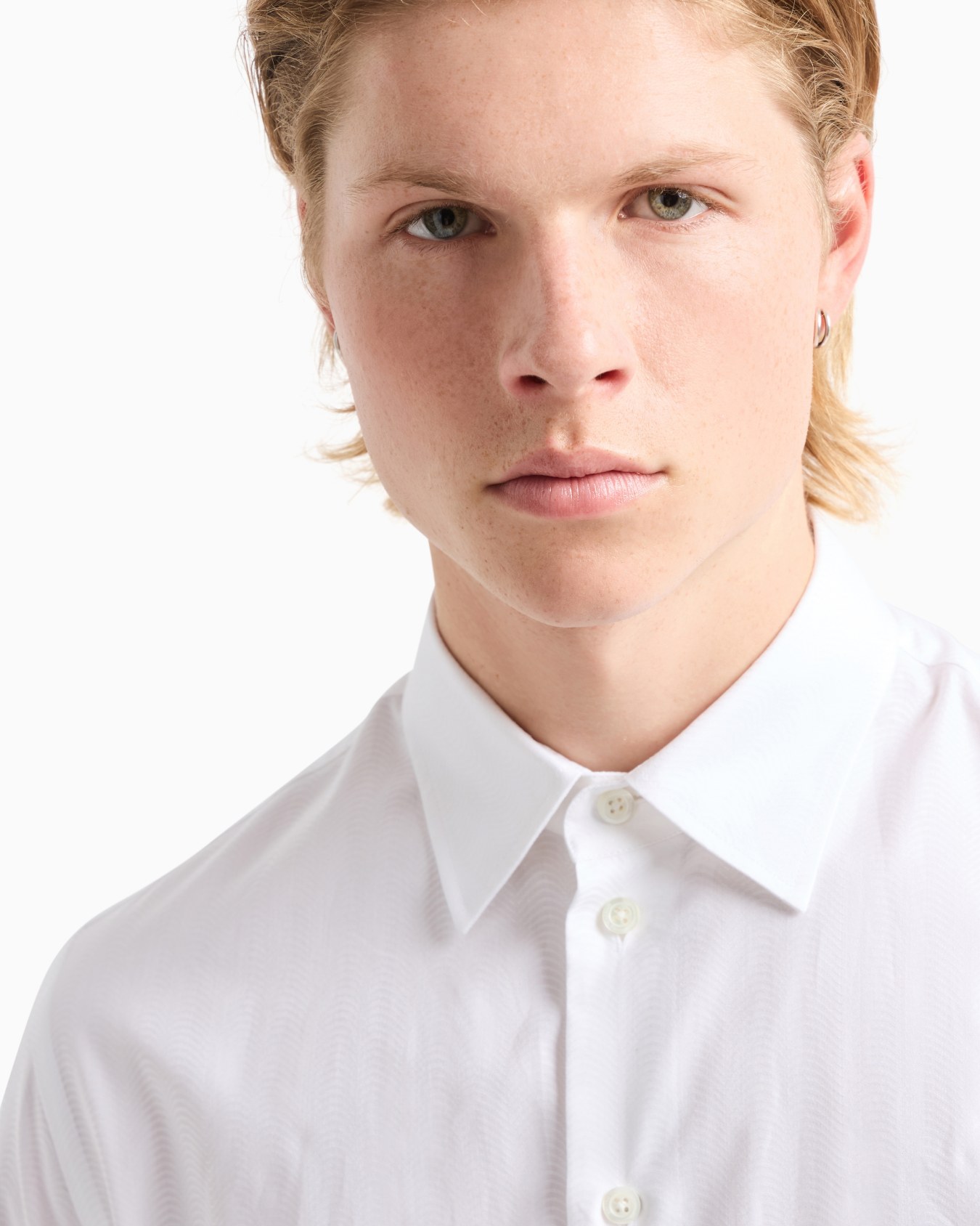 Wave motif jacquard cotton shirt Slide 4