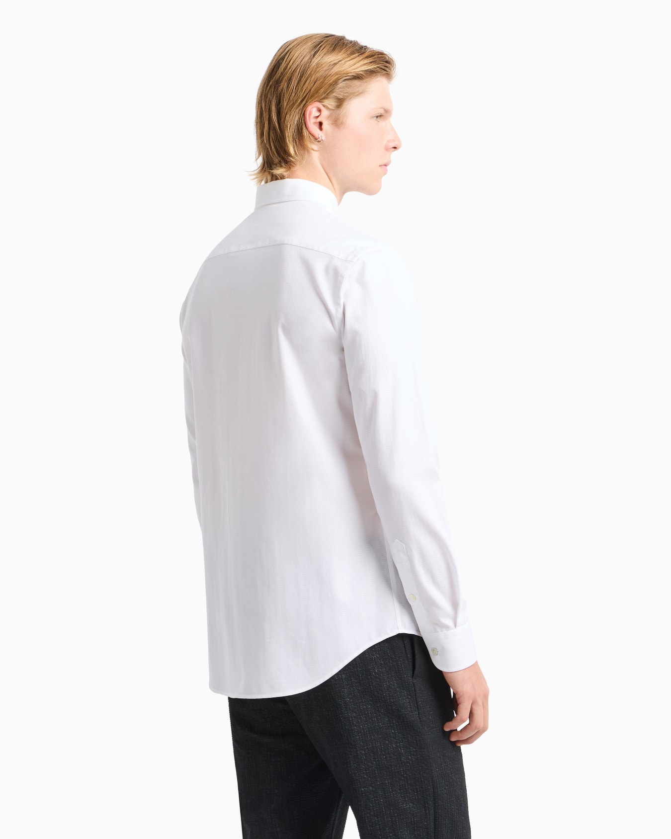 Wave motif jacquard cotton shirt Slide 2