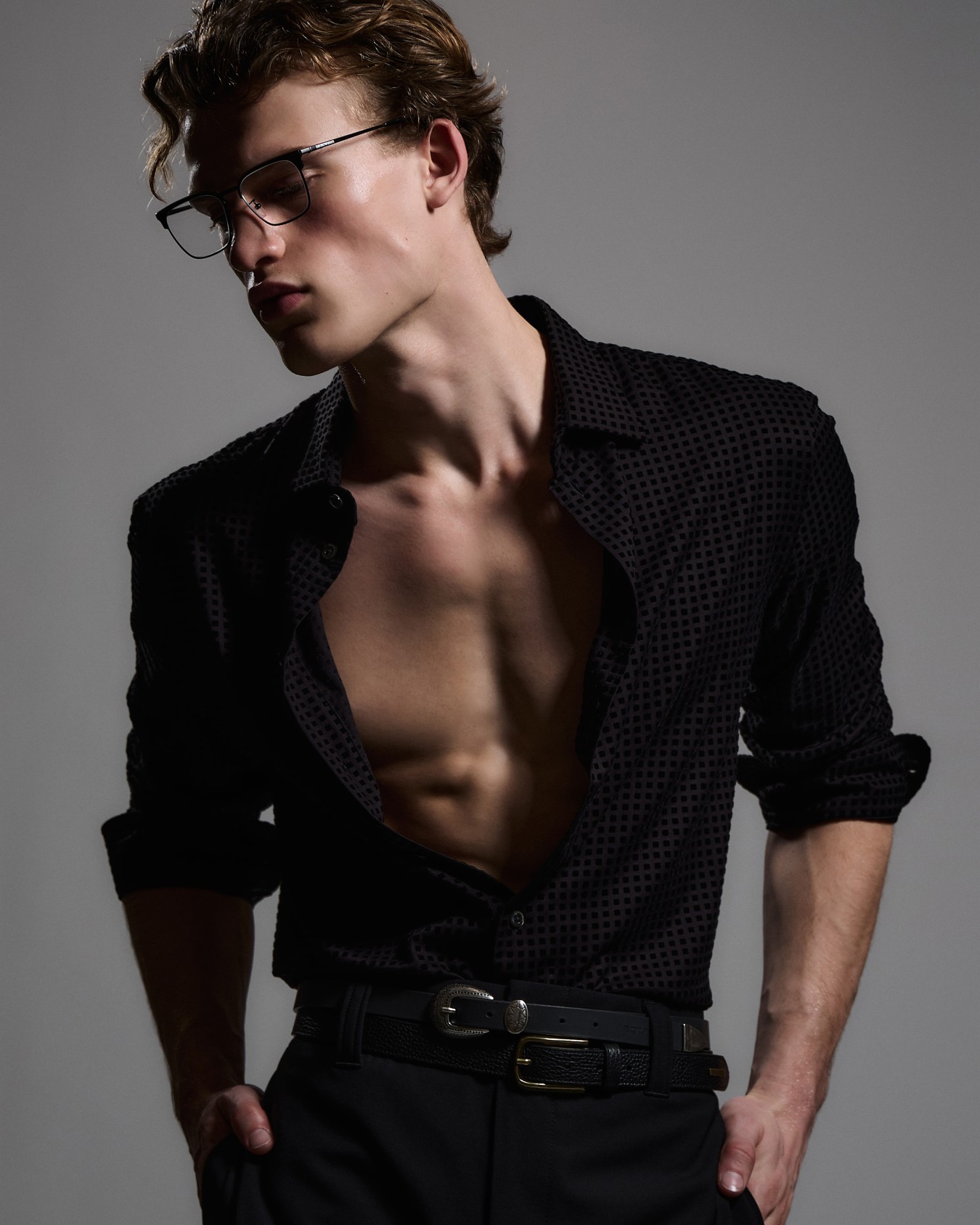 Micro-check flocked viscose shirt Slide 5