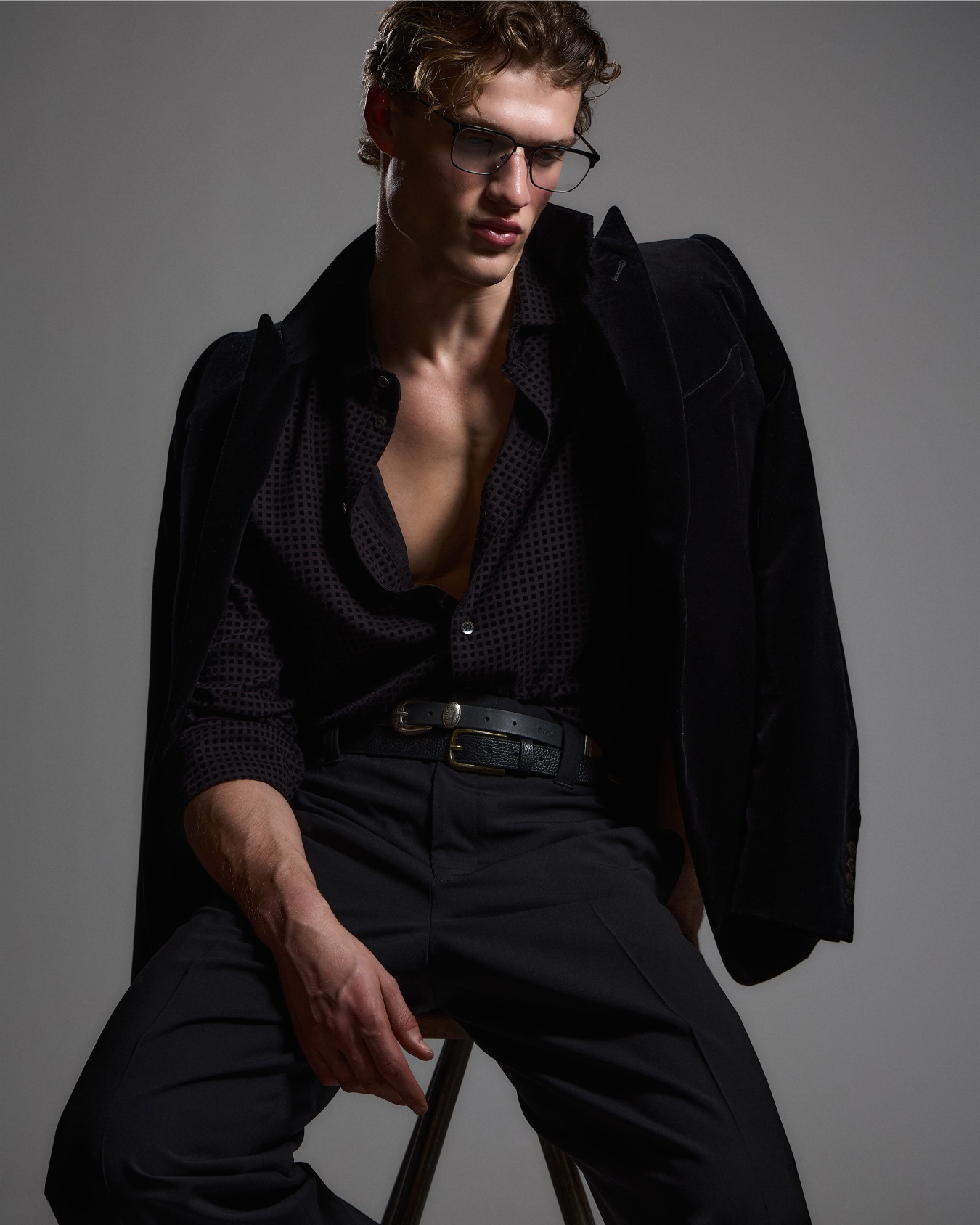 Micro-check flocked viscose shirt Slide 6