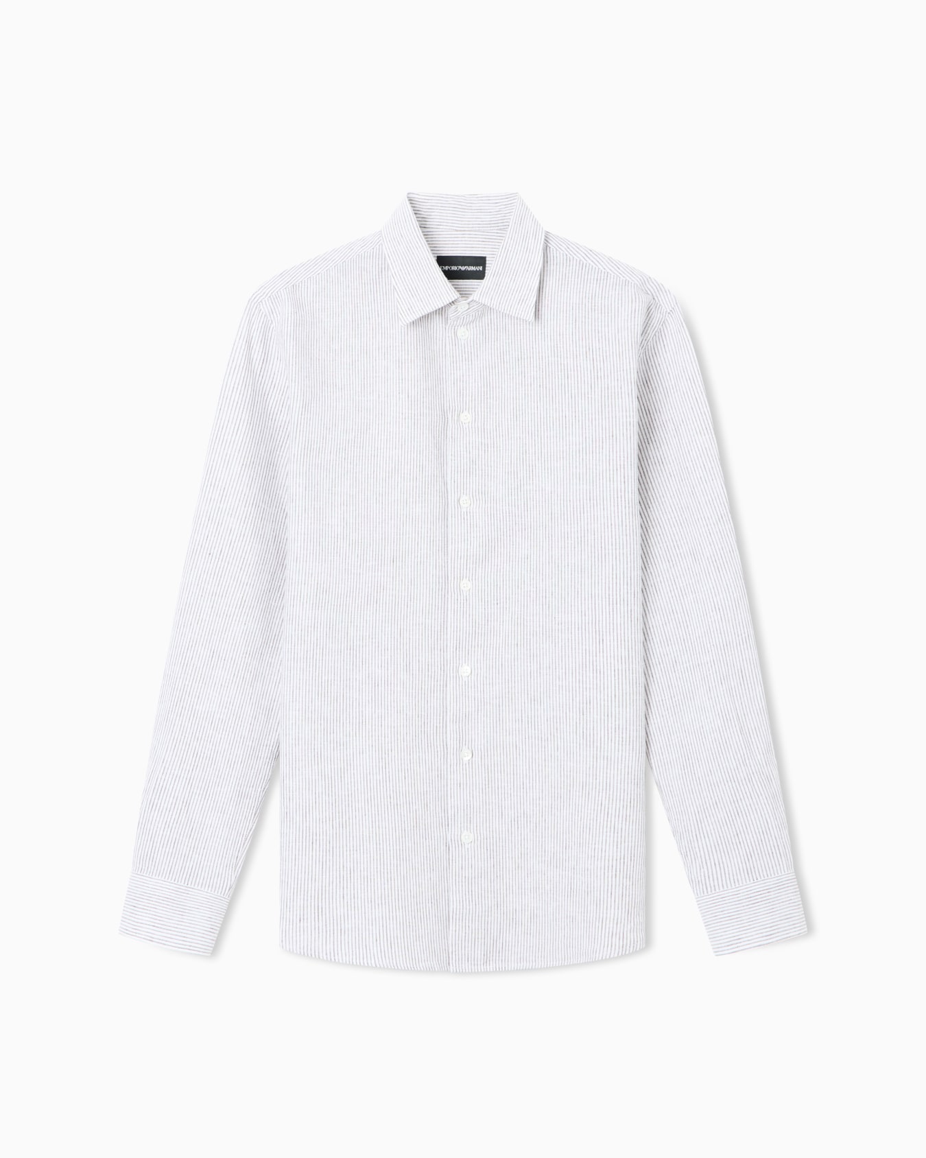 Striped linen-blend canvas shirt Slide 0