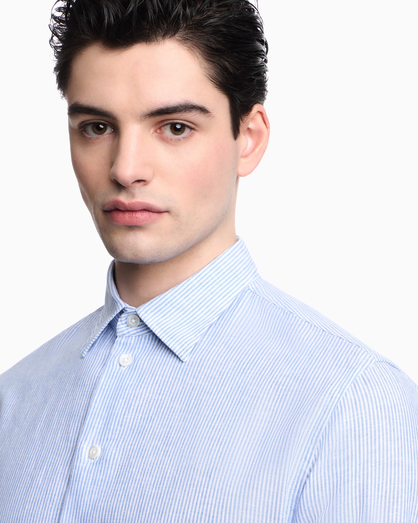 Striped linen-blend canvas shirt Slide 4