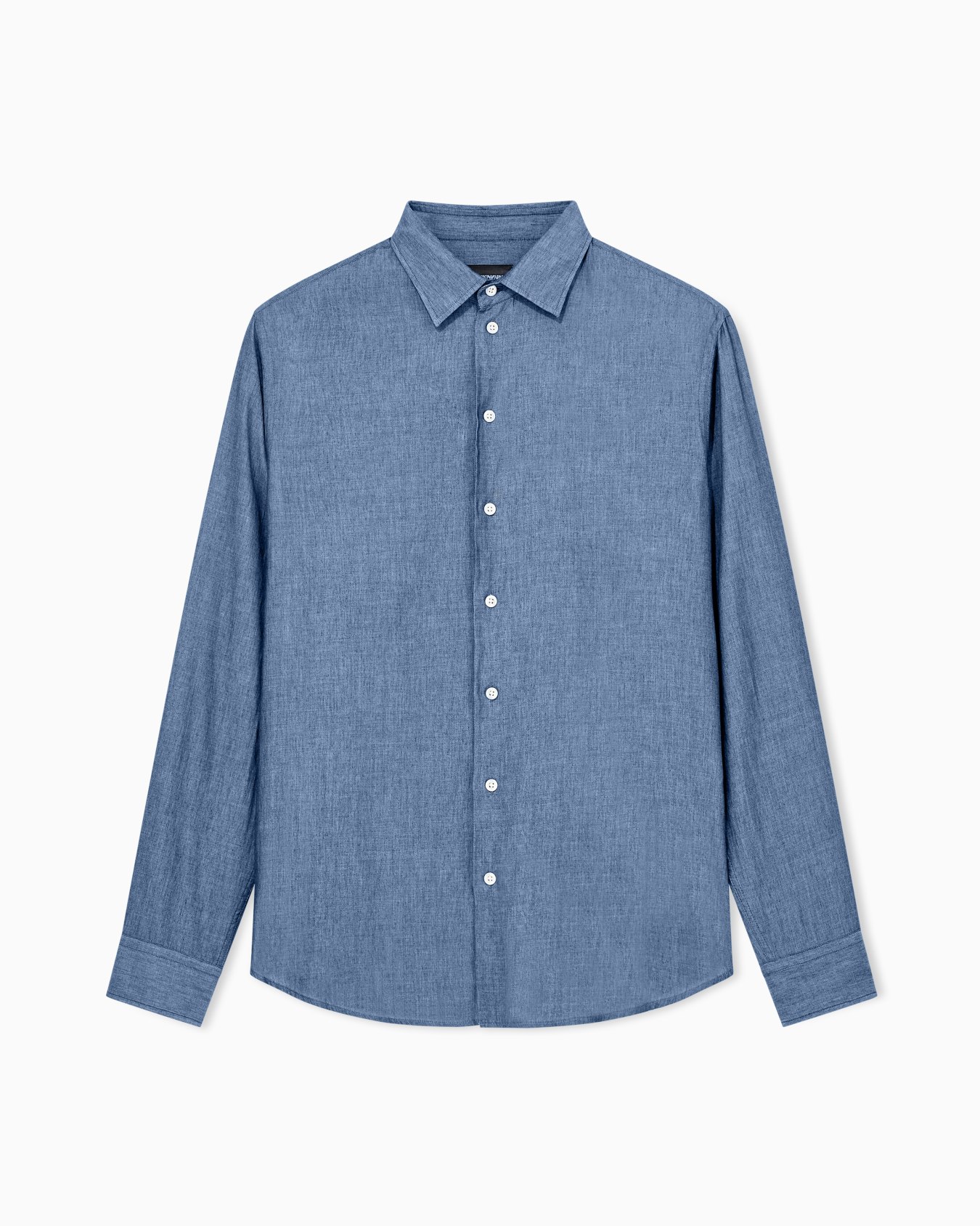 Chemise en coton chambray effet denim avec col classique Diapositive 0