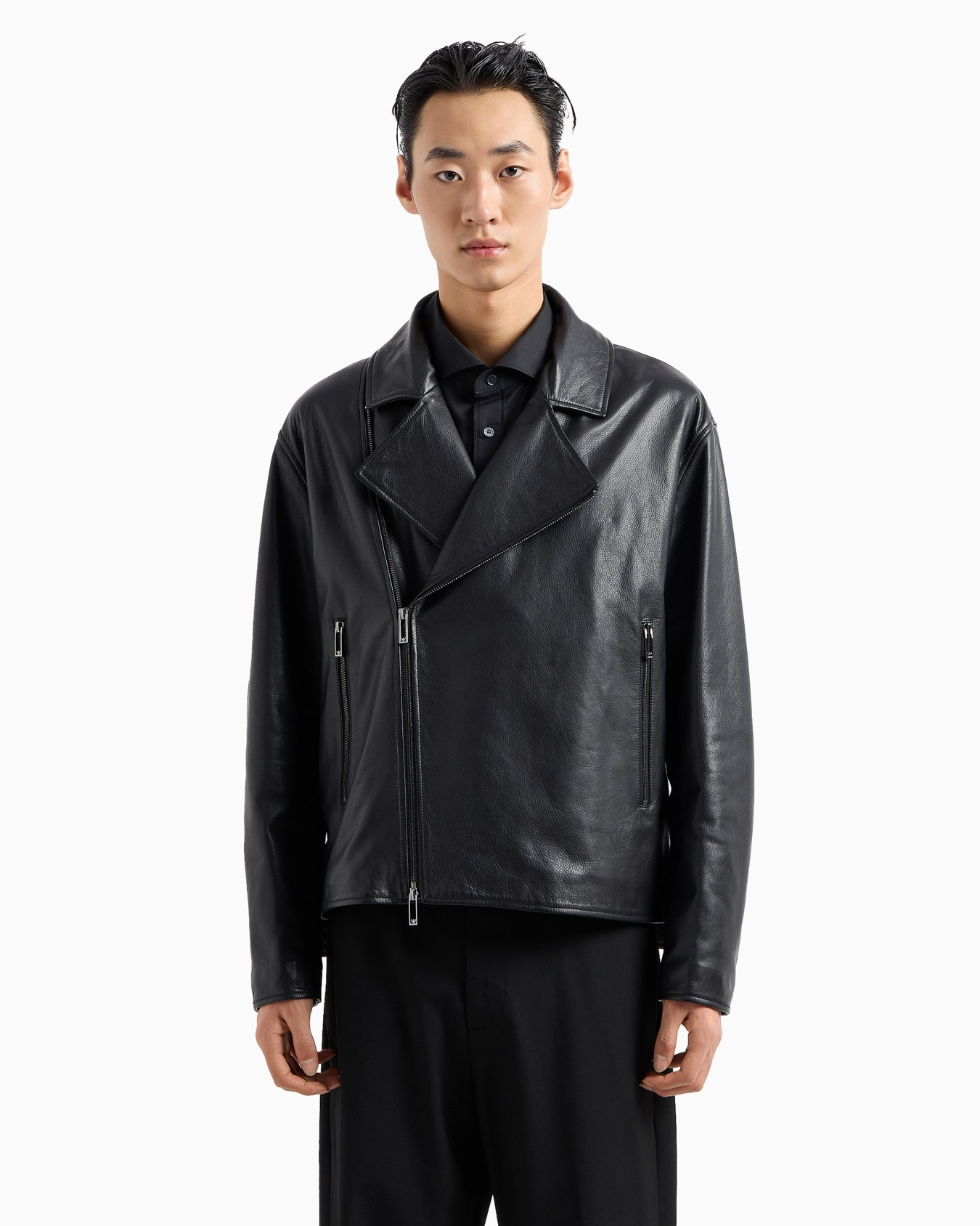 Chaqueta biker de napa gruesa de becerro Diapositiva 2