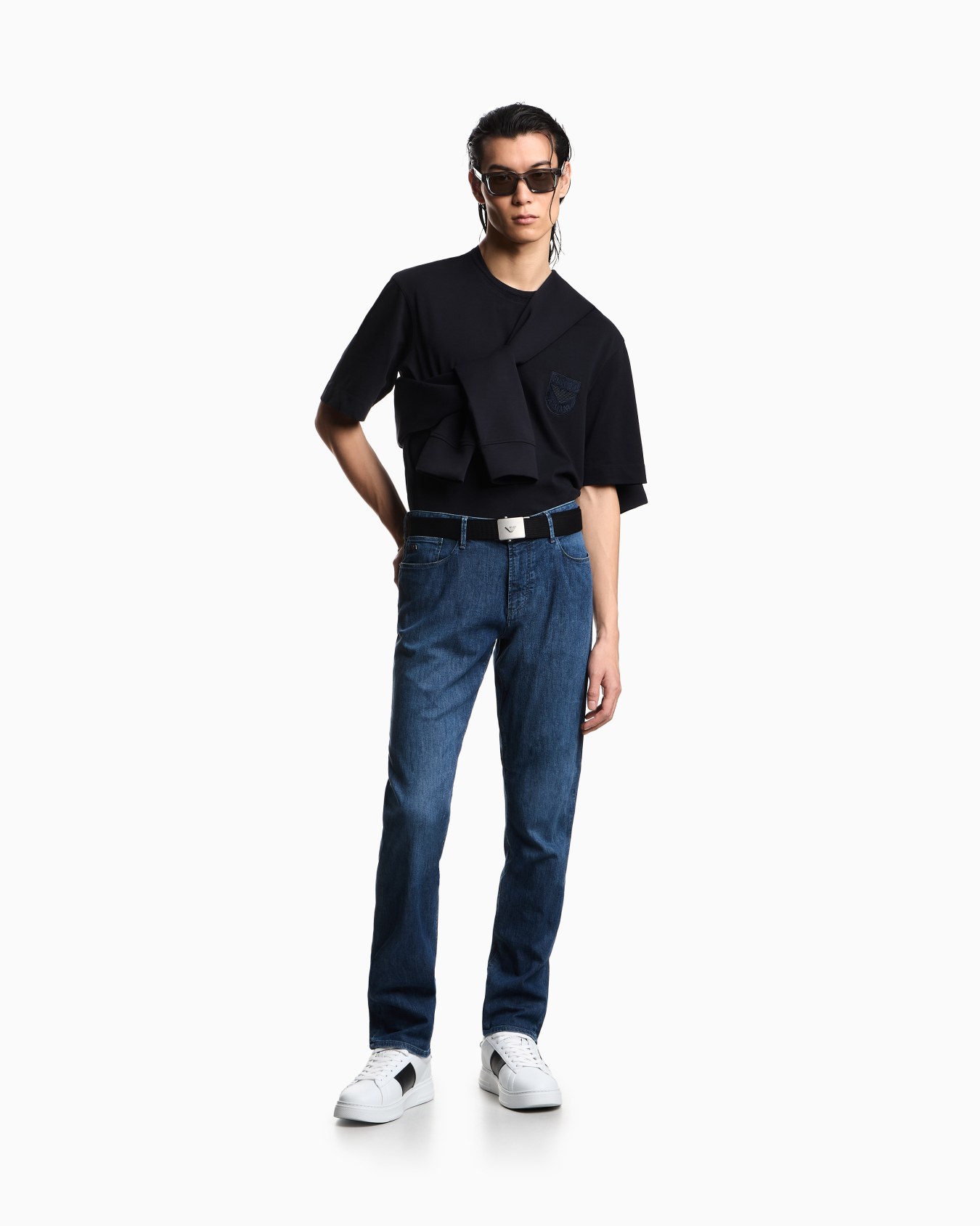 J06 slim-fit, lightly worn-look 8-oz denim jeans Slide 1