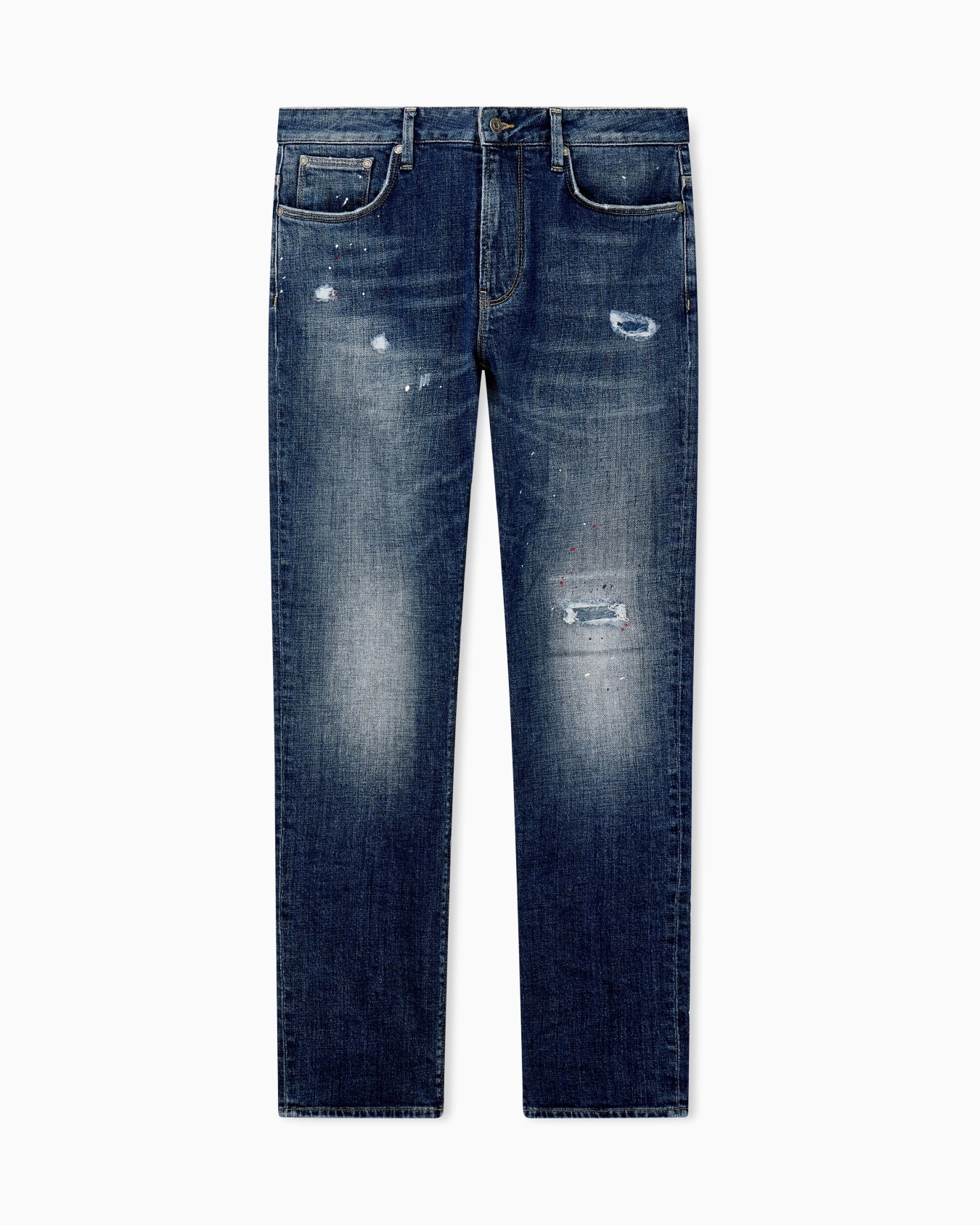 Slim-fit five-pocket jeans in distressed stretch denim Slide 0