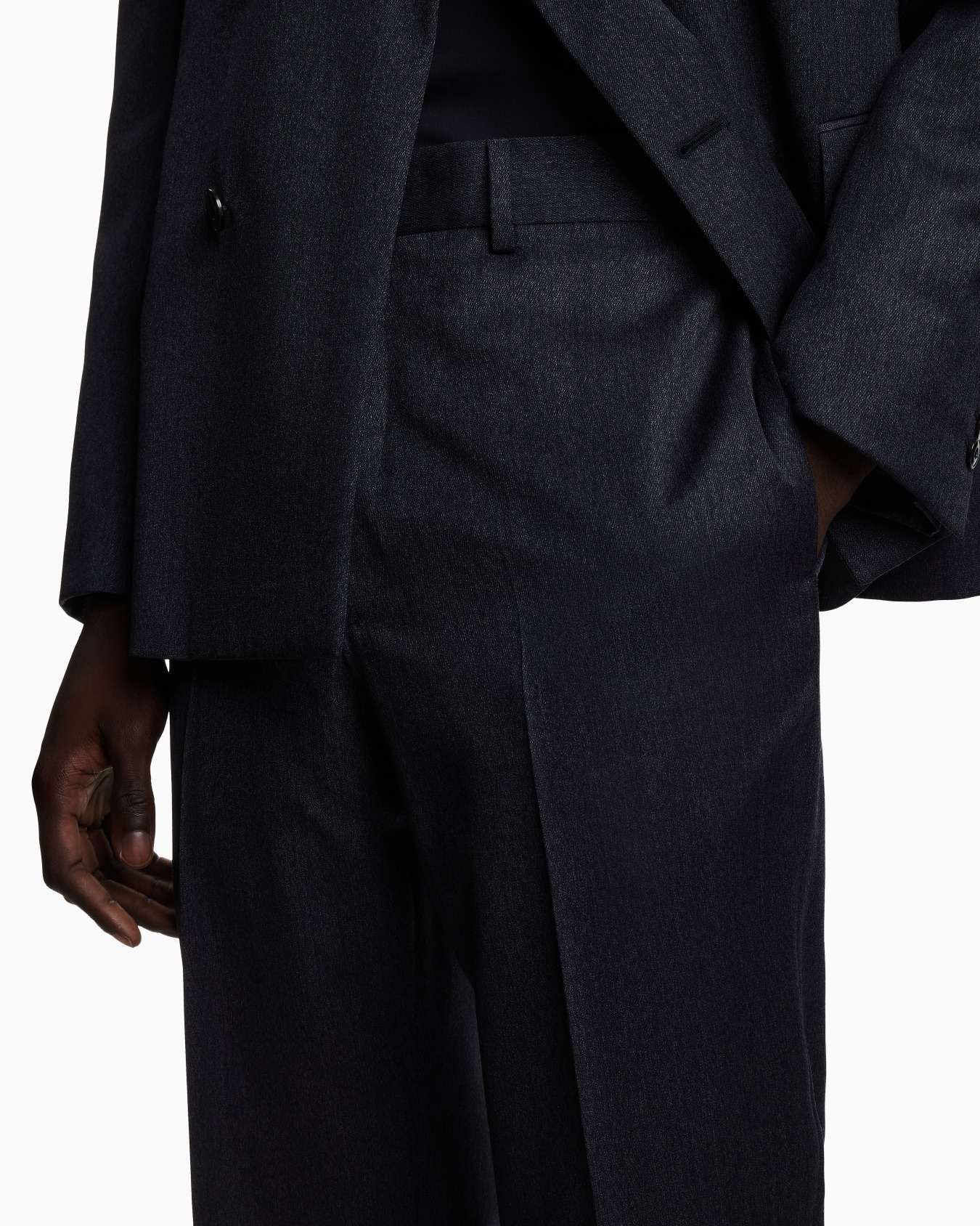 Double-breasted suit in a denim-effect superfine wool Slide 3