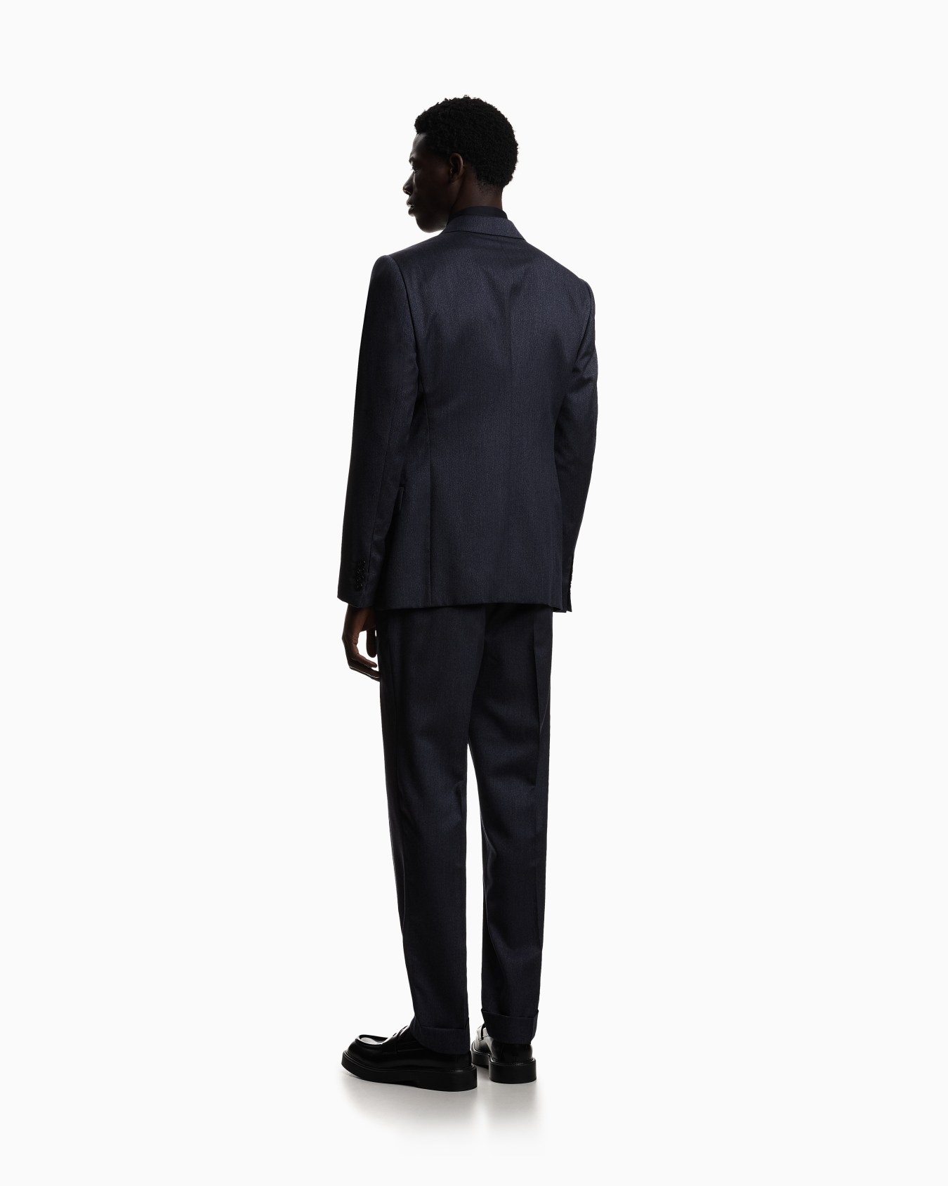 Double-breasted suit in a denim-effect superfine wool Slide 2