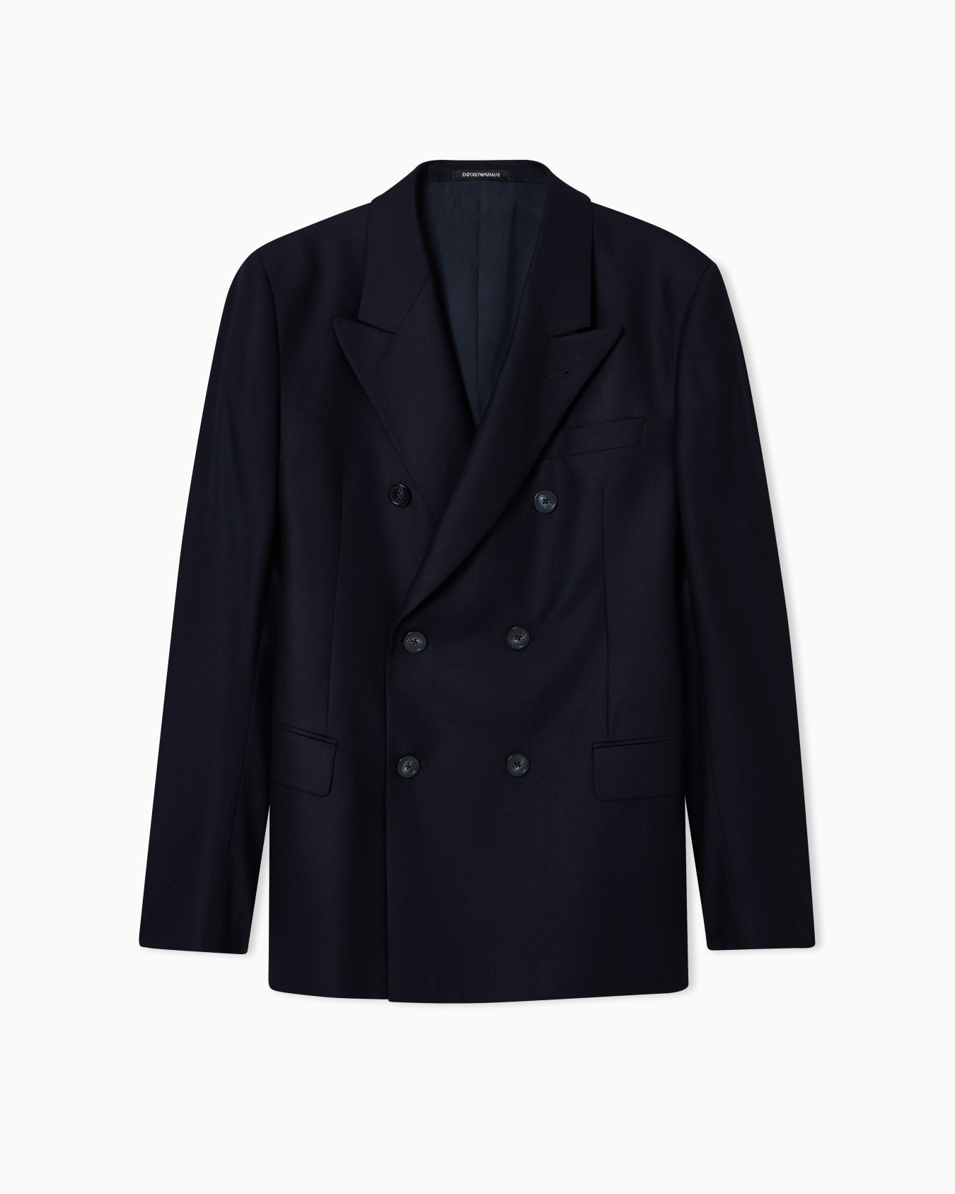 Icon double-breasted jacket in virgin-wool flannel Slide 0