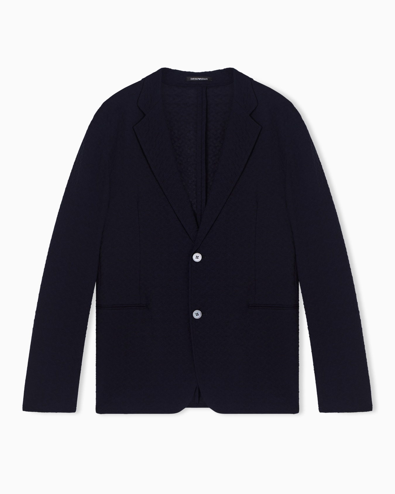 Chaqueta de abotonadura sencilla de gasa de crepé de lana texturizada Diapositiva 0