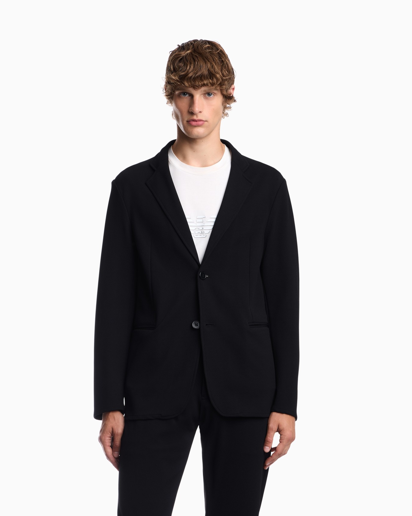 Blazer in techno jersey piquet with regular fit Slide 3