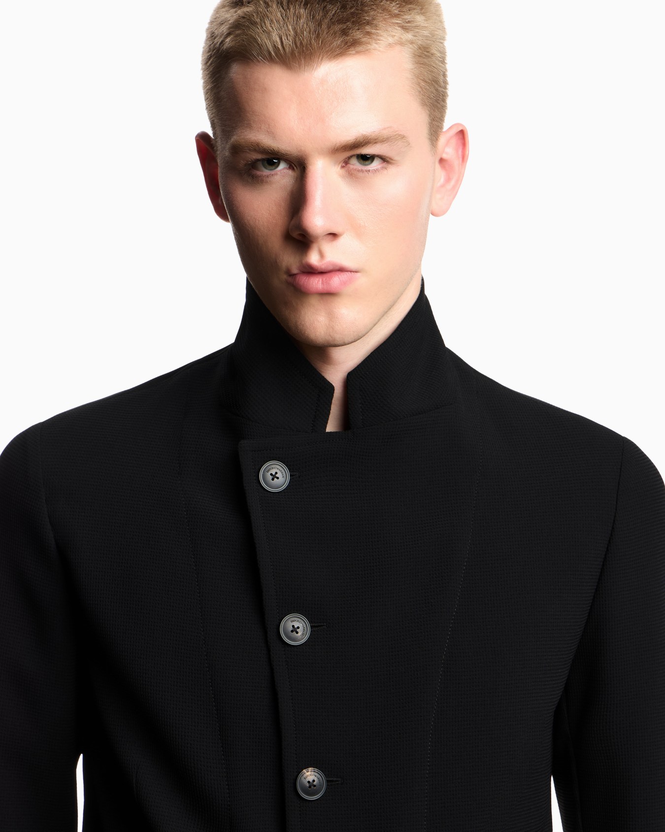 Veste à col officier avec laçage décentré en jersey crêpe effet piqué 3D Icon Diapositive 4