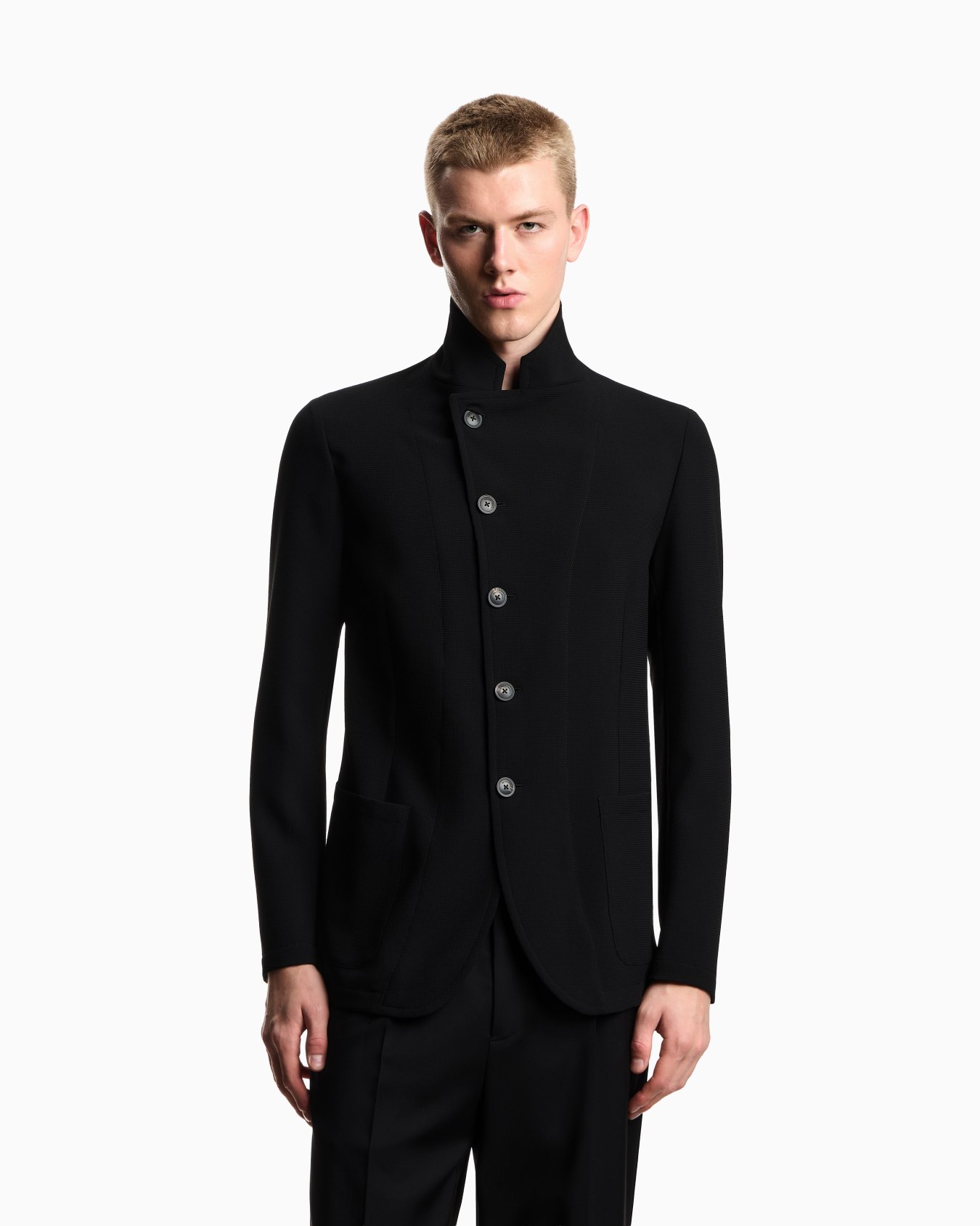 Veste à col officier avec laçage décentré en jersey crêpe effet piqué 3D Icon Diapositive 3
