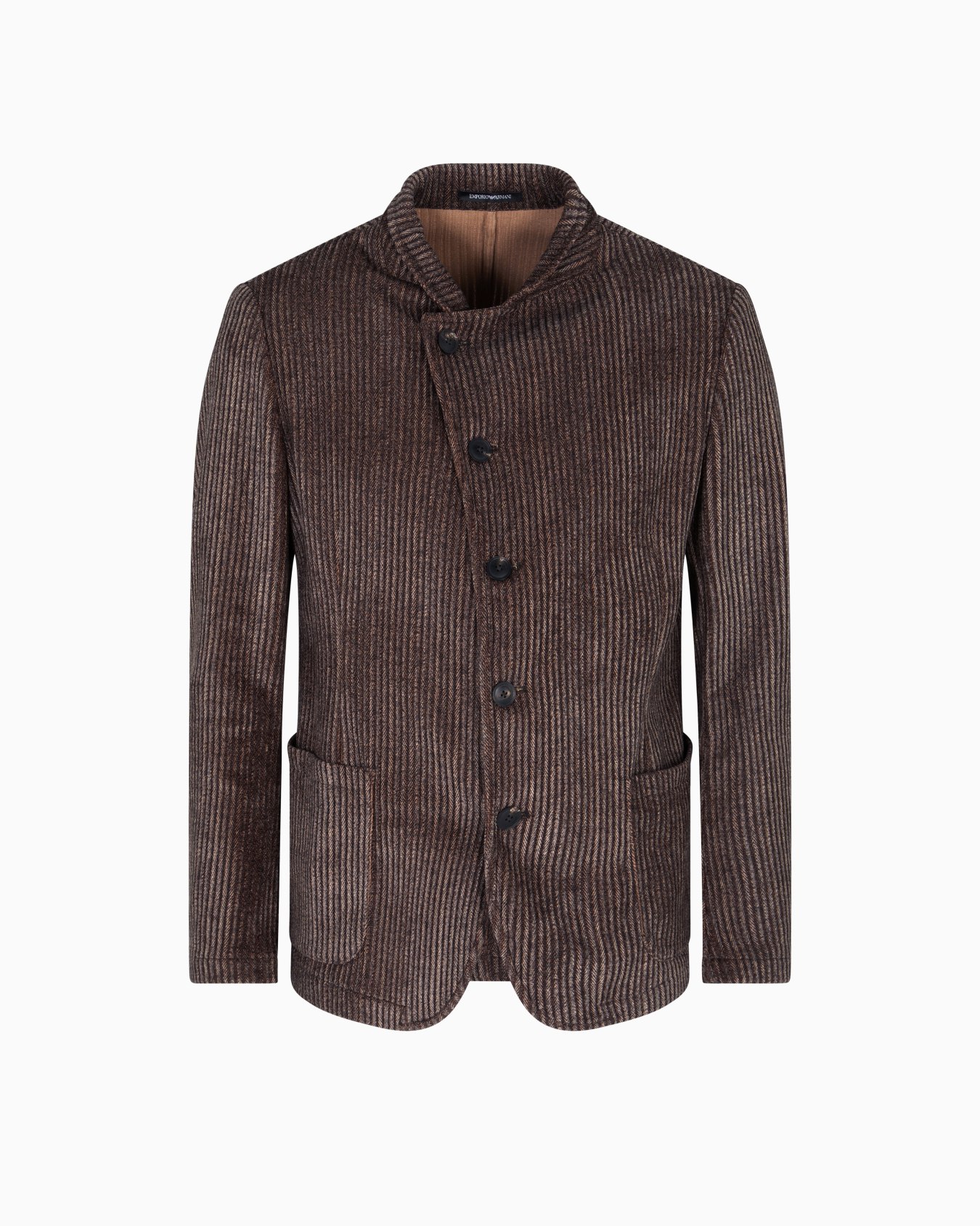 Printed corduroy jacket with guru collar and off-centre fastening Slide 0