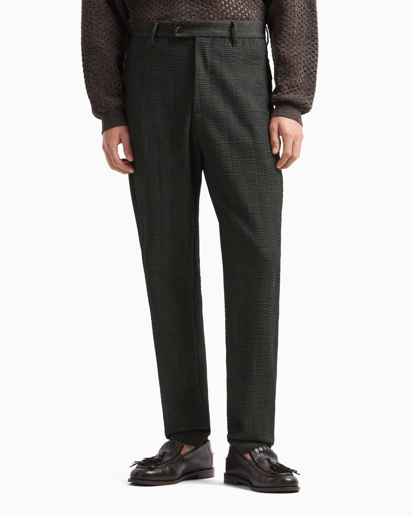Pantaloni in lana vergine con trama effetto 3D Slide 3