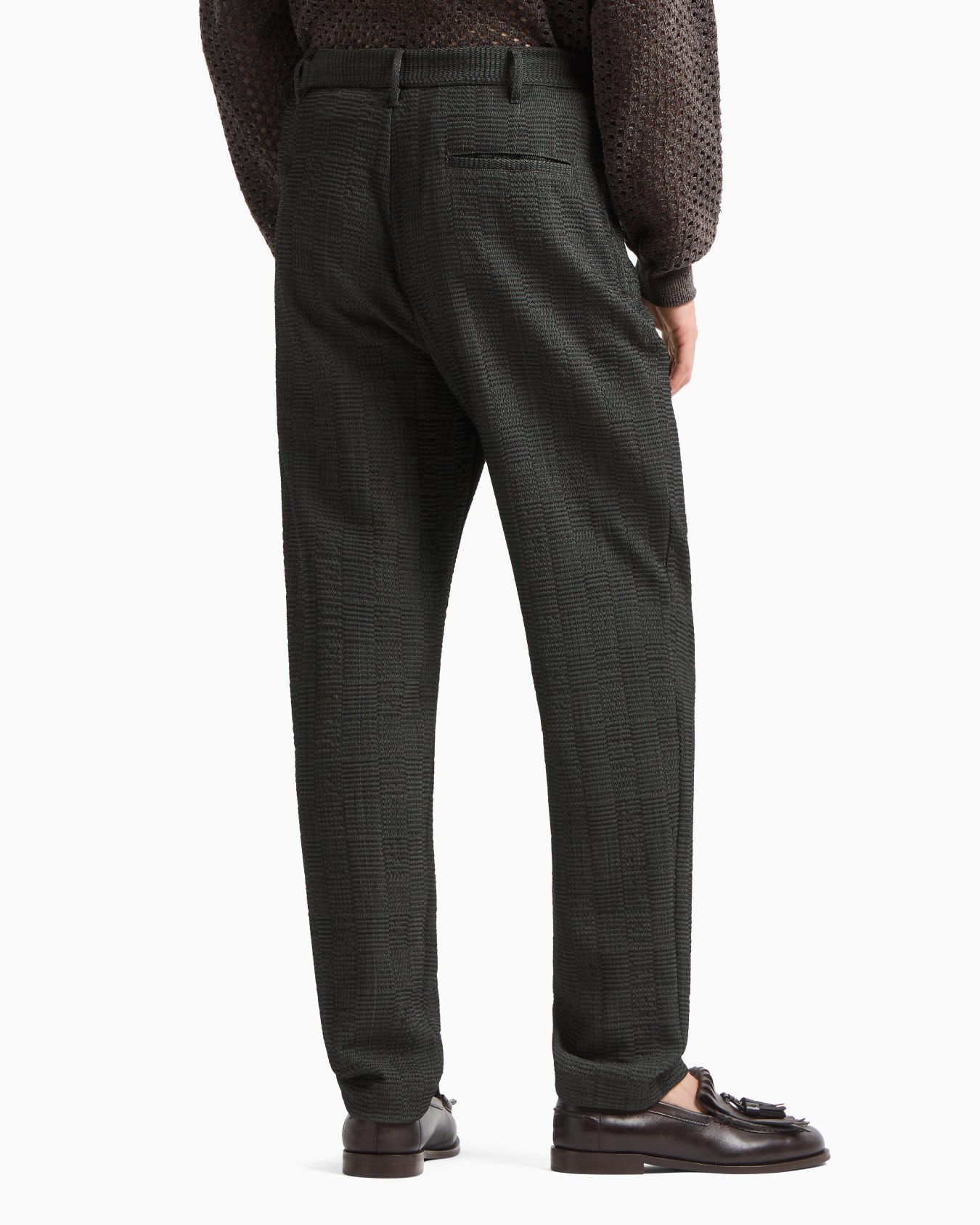 Pantaloni in lana vergine con trama effetto 3D Slide 2