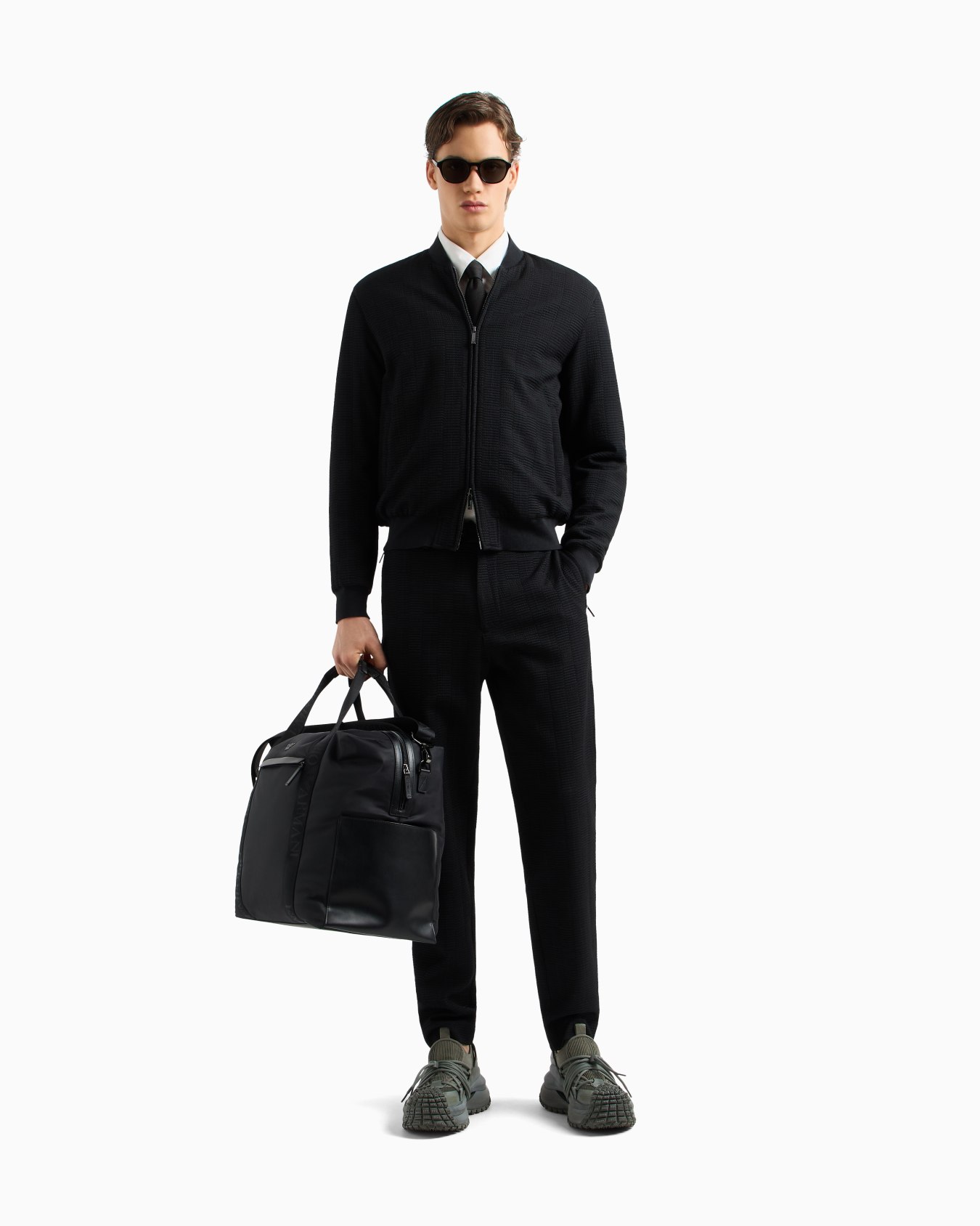 Virgin-wool trousers with 3D-effect weave Slide 1