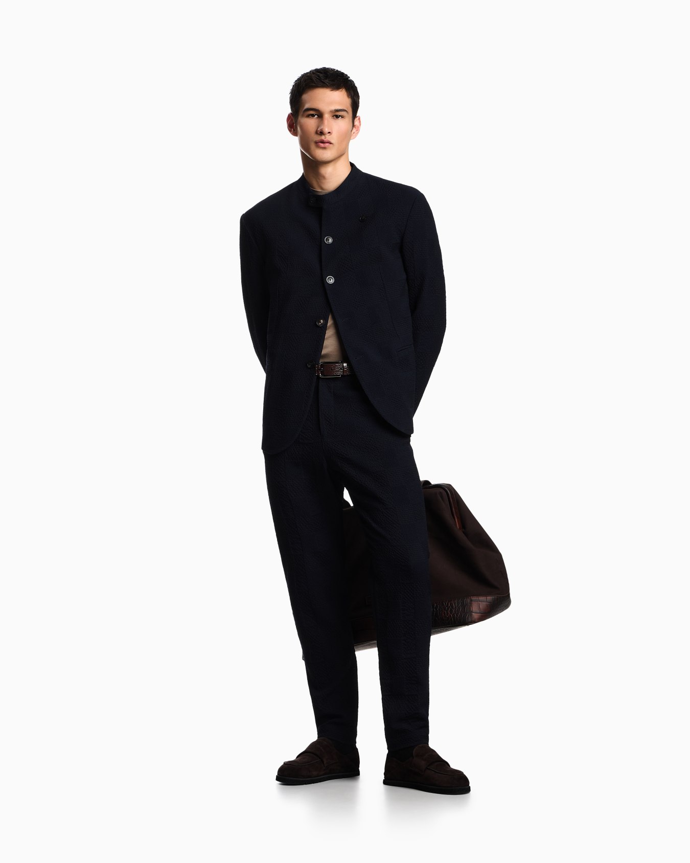 Pantaloni in lana vergine motivo galles 3D Slide 1