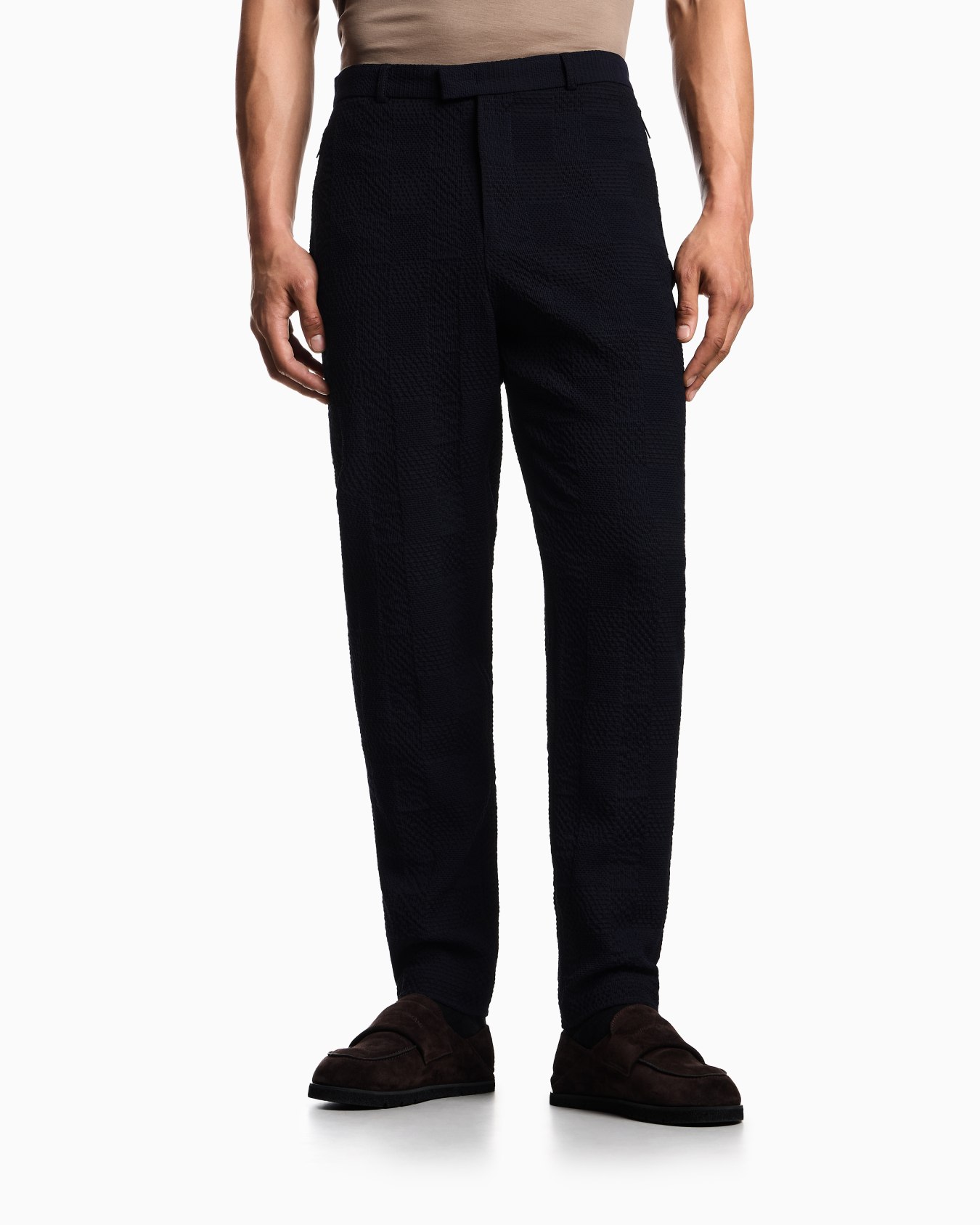 Pantaloni in lana vergine motivo galles 3D Slide 3