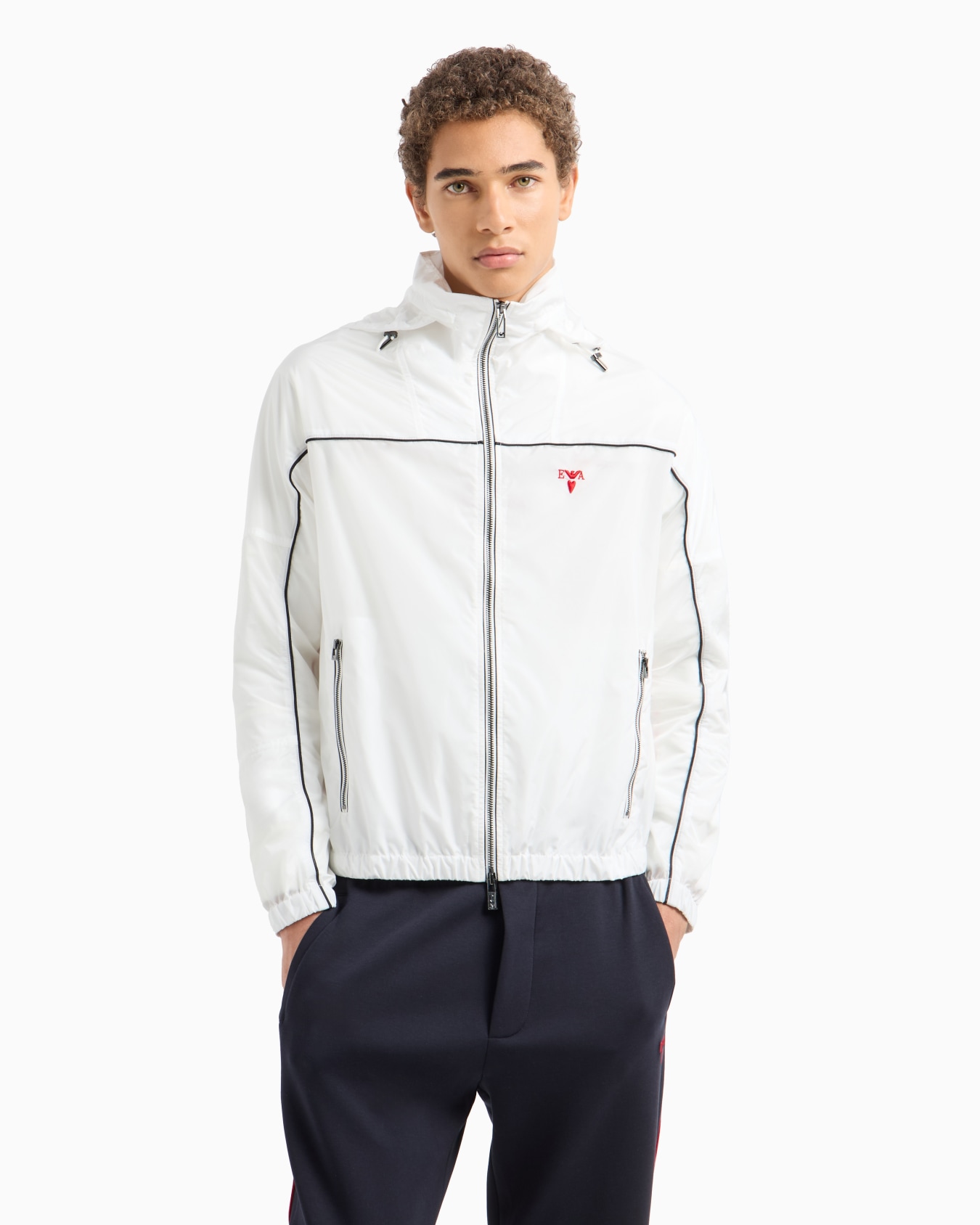 Nylon blouson with zip and piping Slide 1
