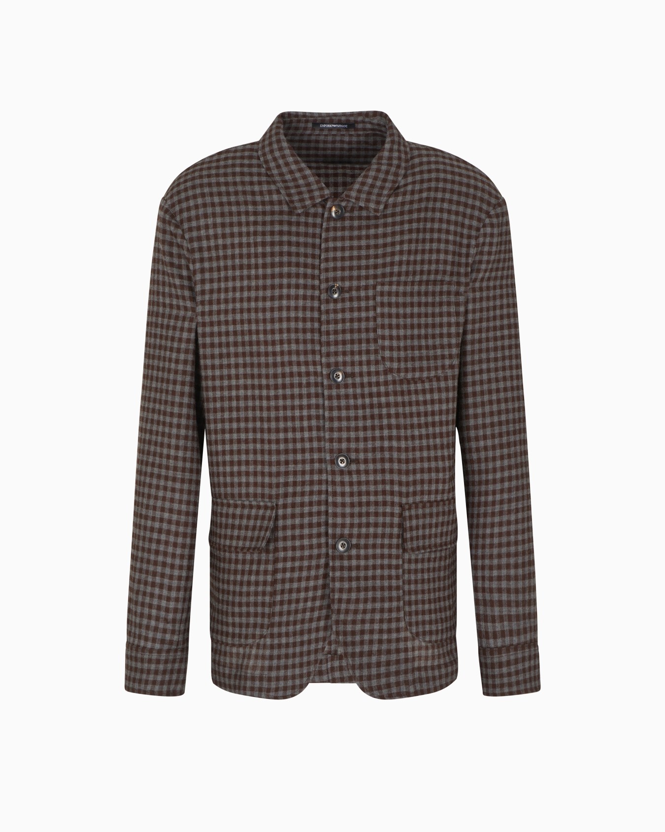 Giacca camicia in lana follata super light check all over Slide 0