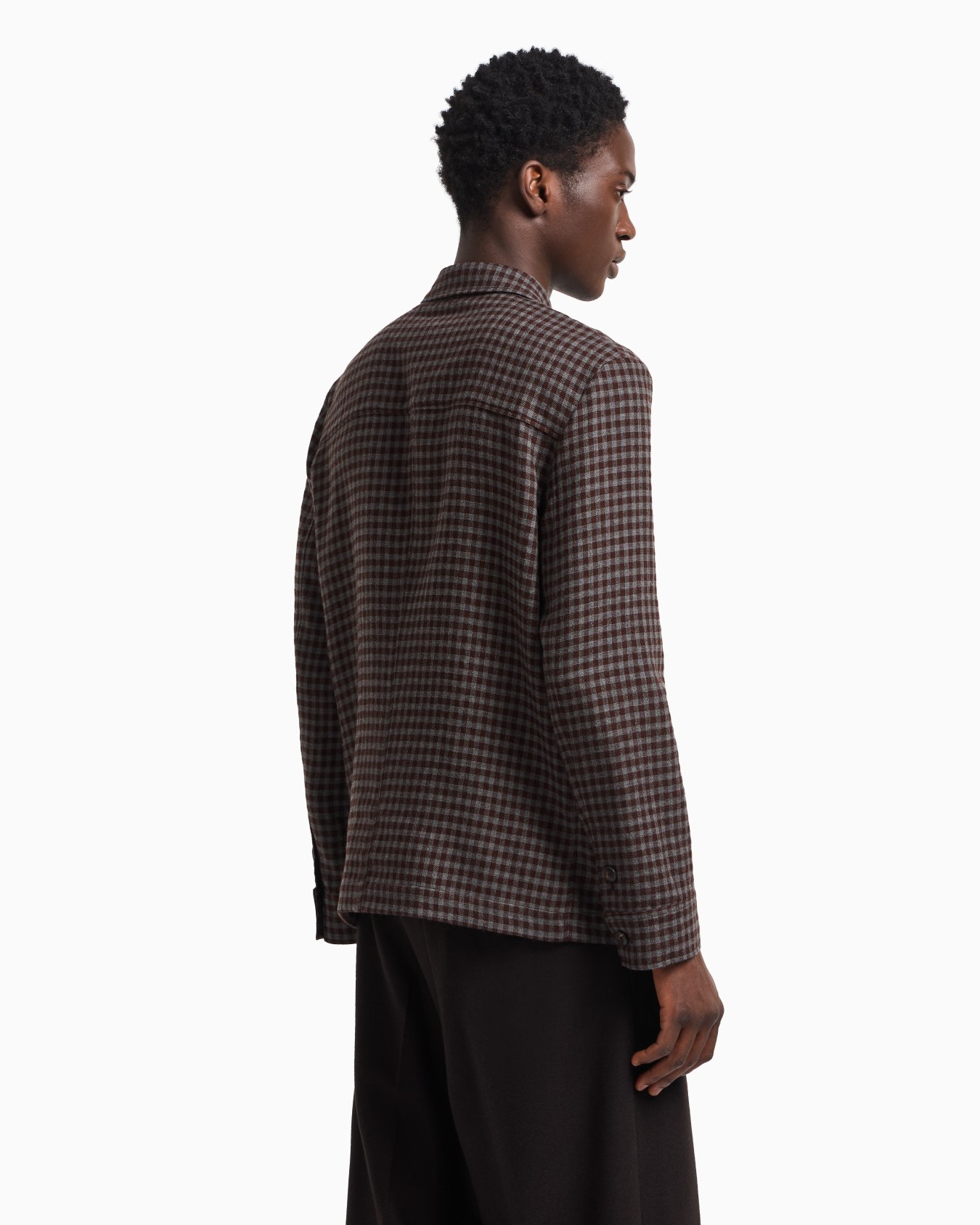 Giacca camicia in lana follata super light check all over Slide 3
