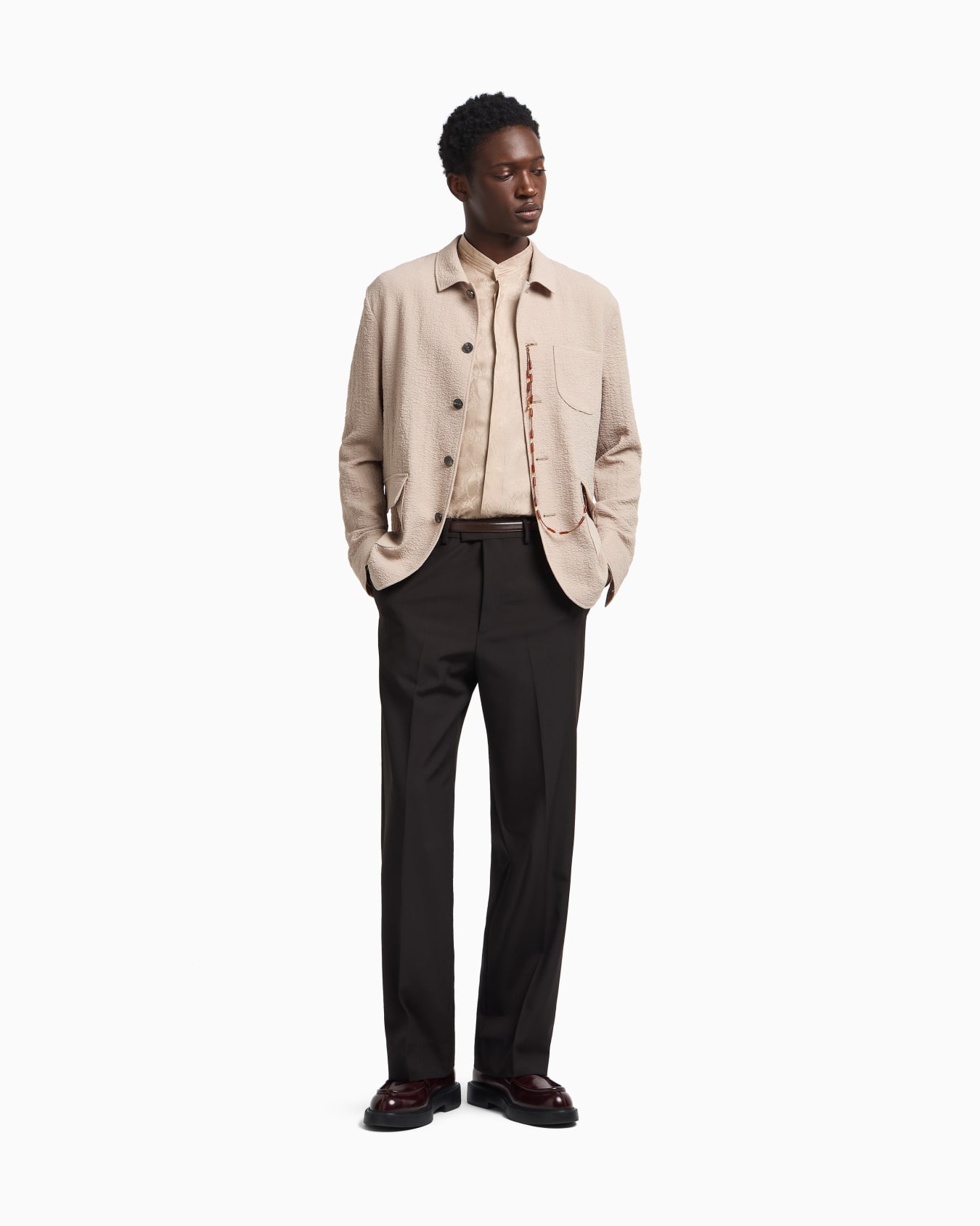 Shirt jacket in technical seersucker fabric Slide 2