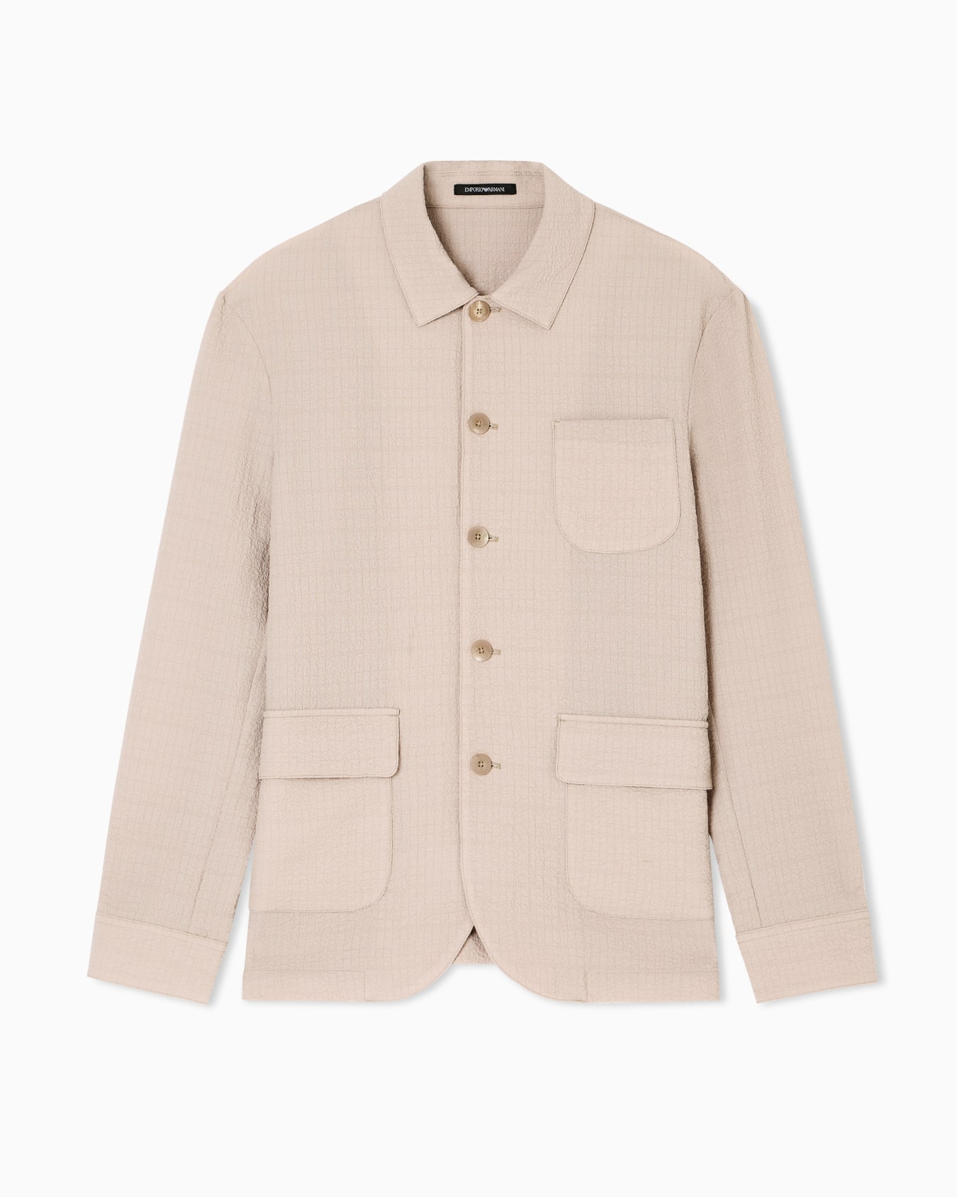 Shirt jacket in technical seersucker fabric Slide 0
